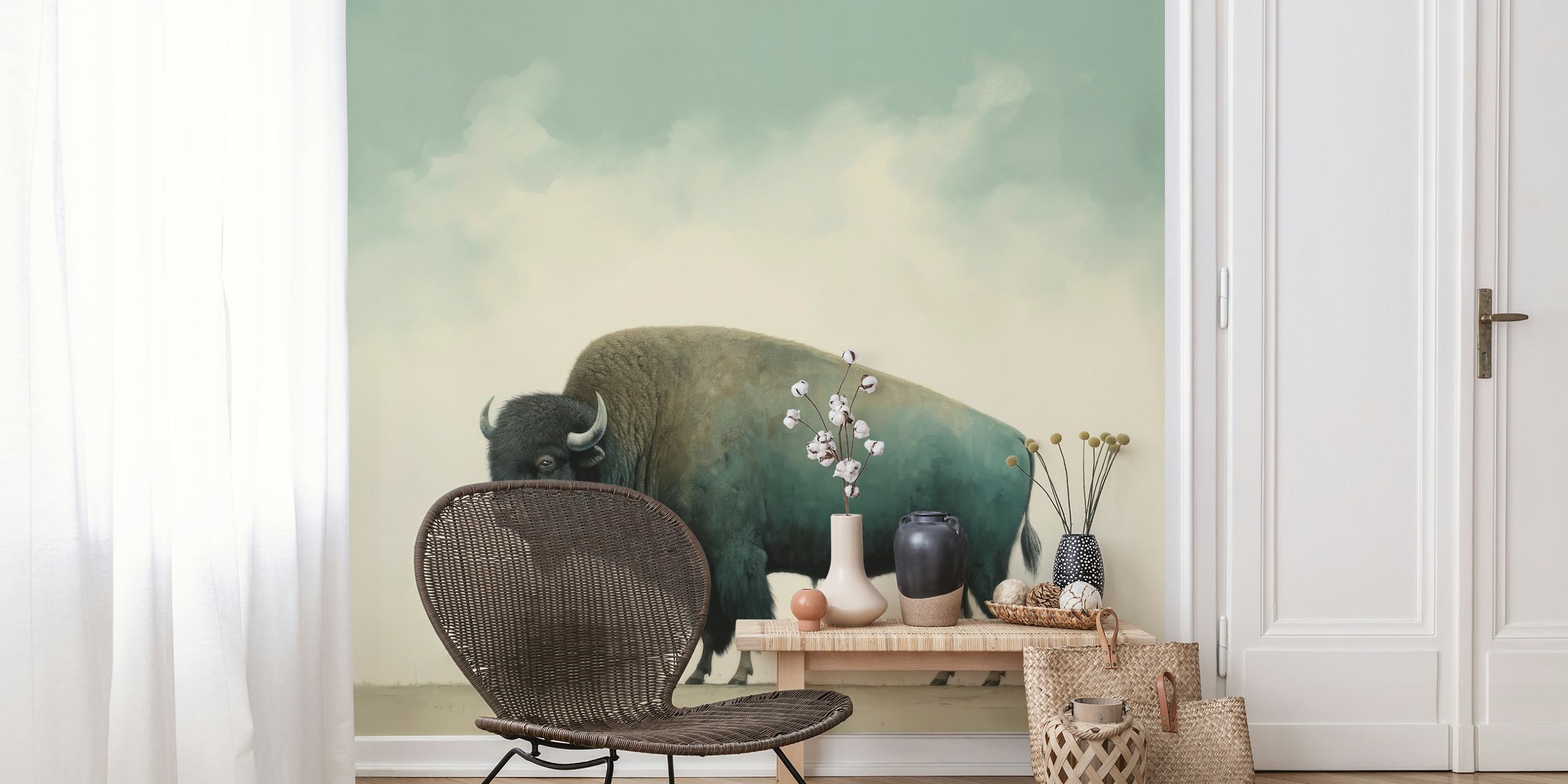Carta da parati Minimal Buffalo in un ambiente