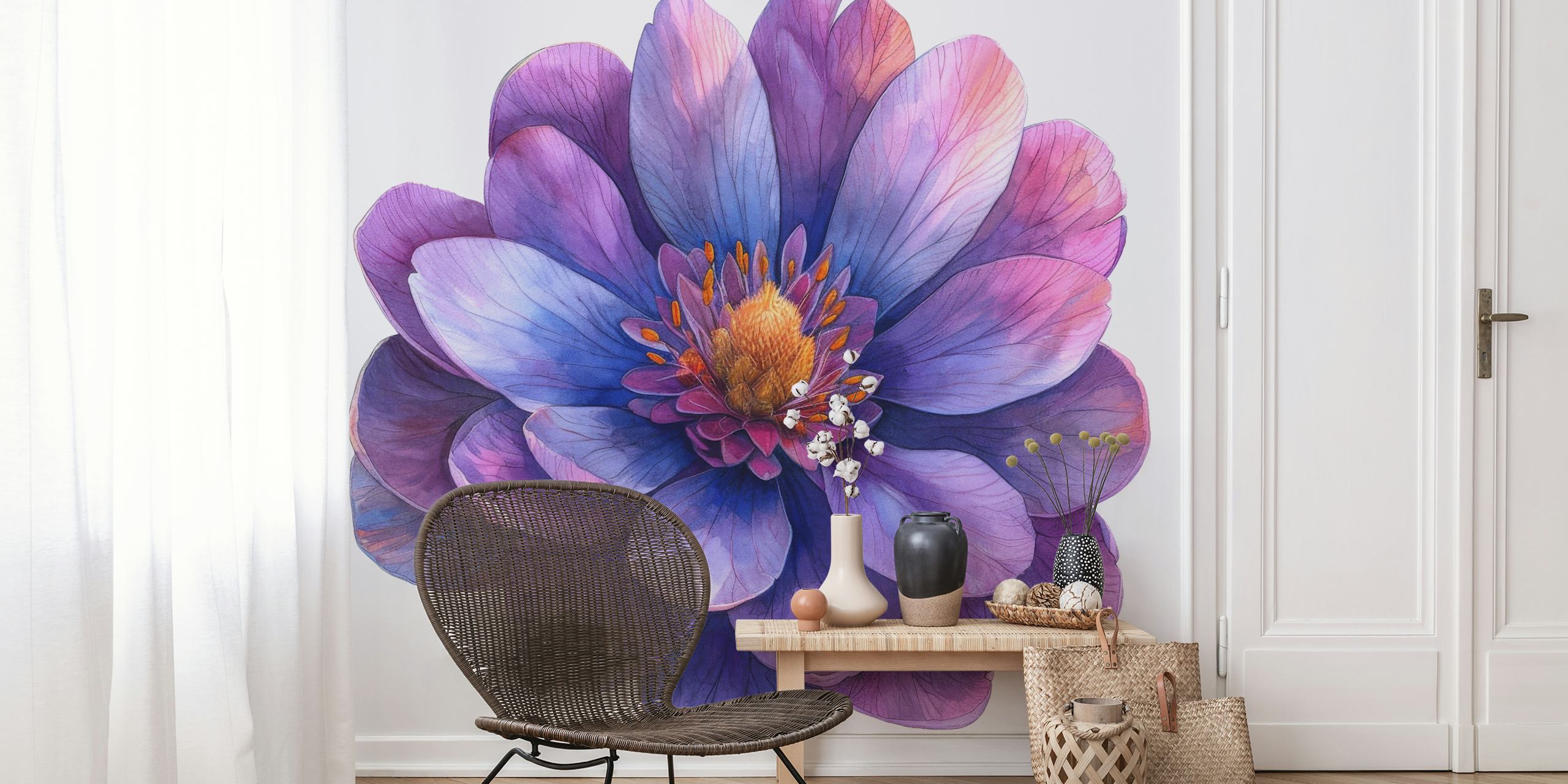 Ice Plant Bloom wallpaper in a room setting