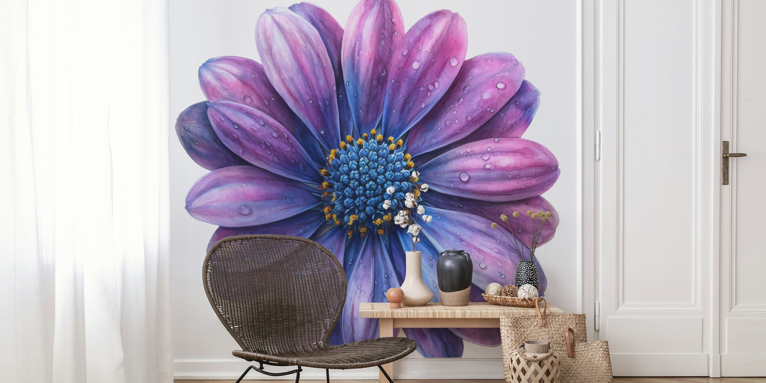 Ταπετσαρία Osteospermum Bloom σε ένα δωμάτιο