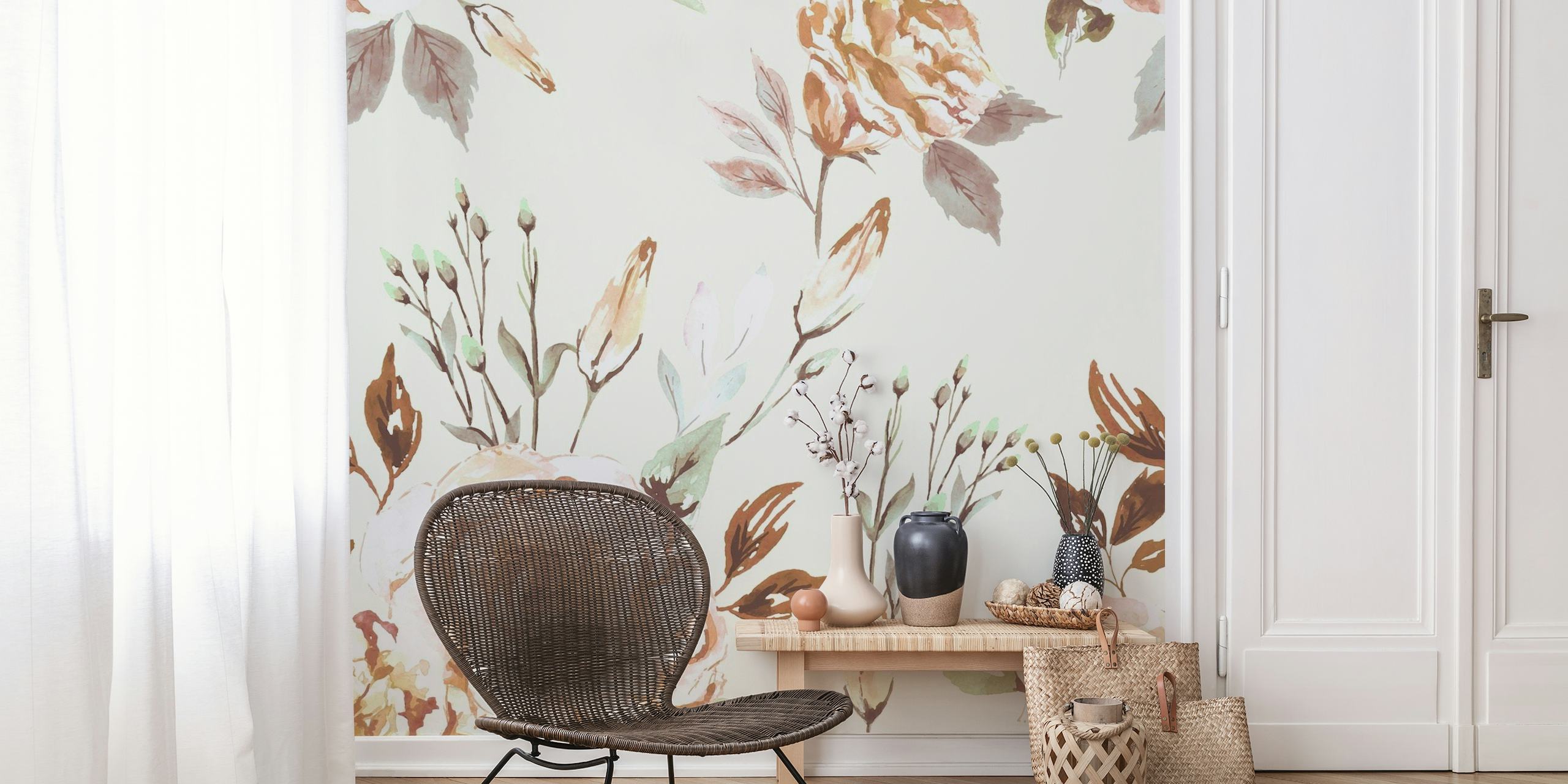 Shabby Beige Flowers L wallpaper