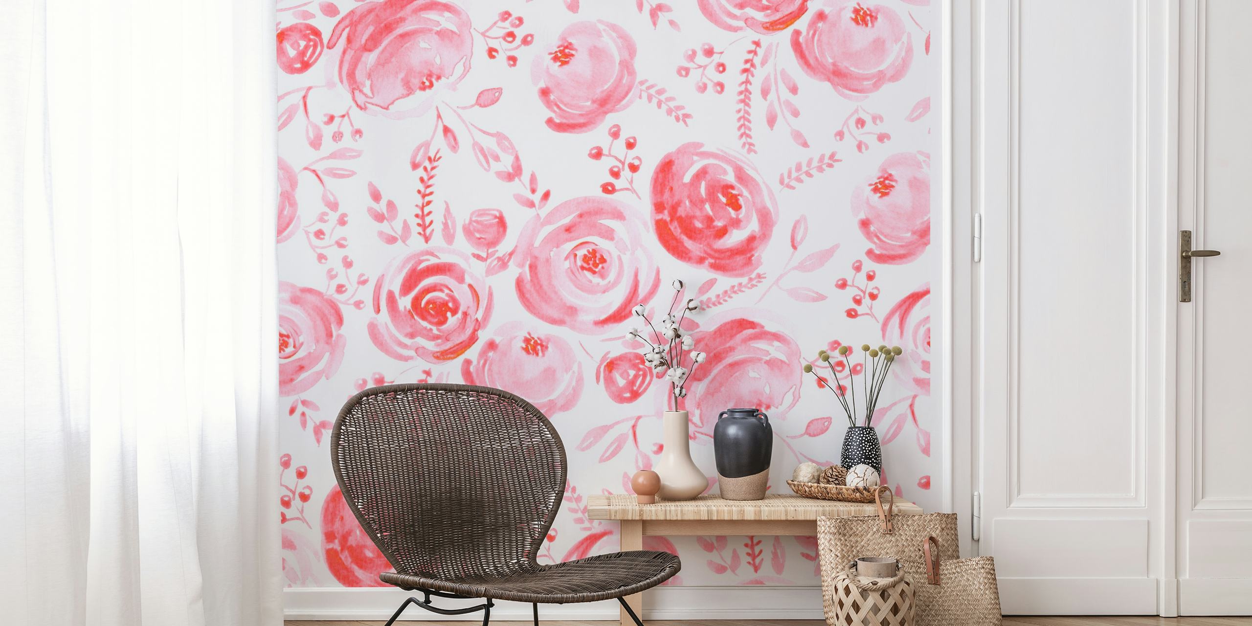 Watercolor Pink Roses tapetit