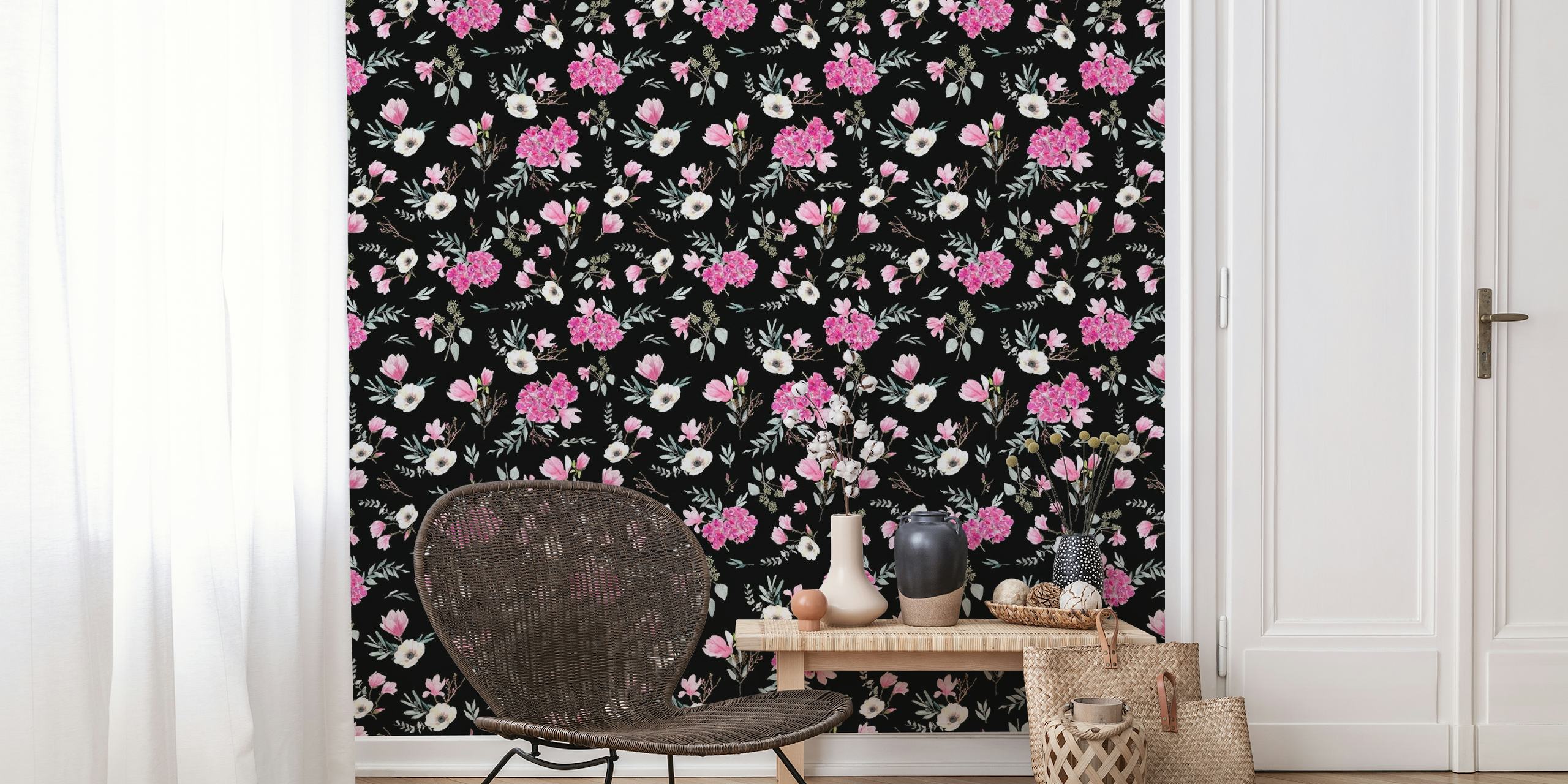 Liberty Pink and Black wallpaper