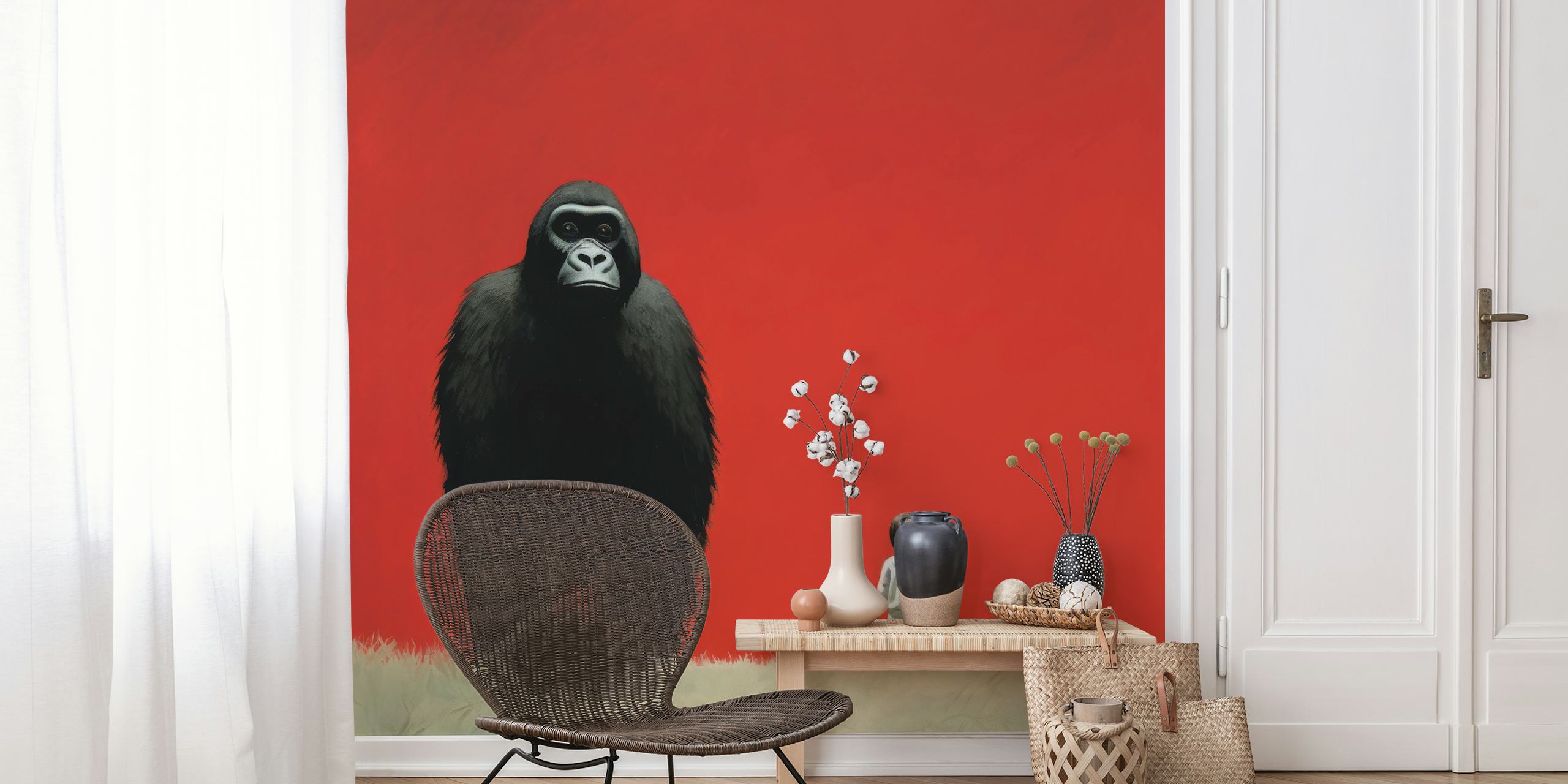Minimal Gorilla Dream behang in een kamer