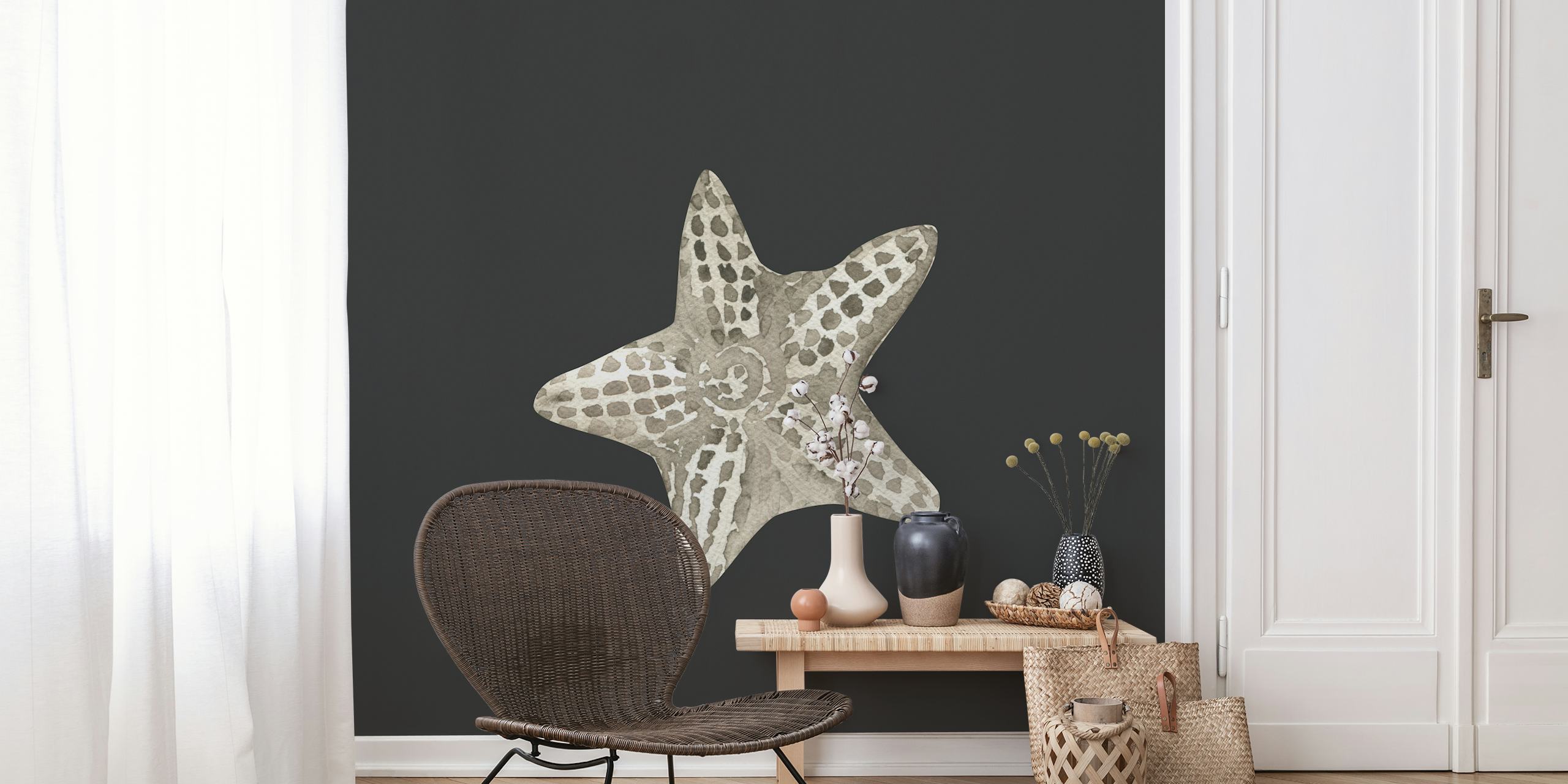 Ocean starfish illustration wallpaper in a room