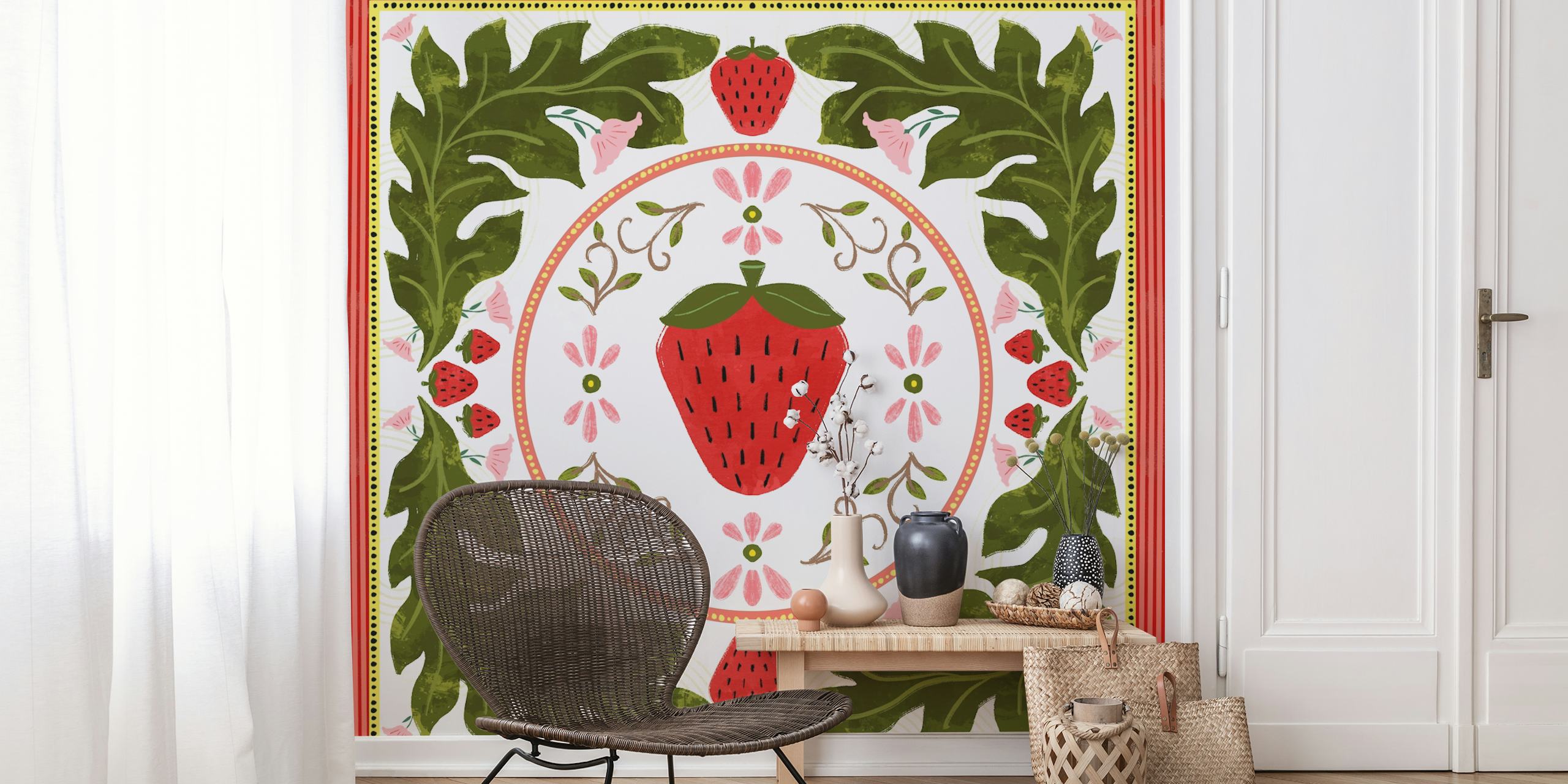 Strawberry Garden Delight wallpaper in a room