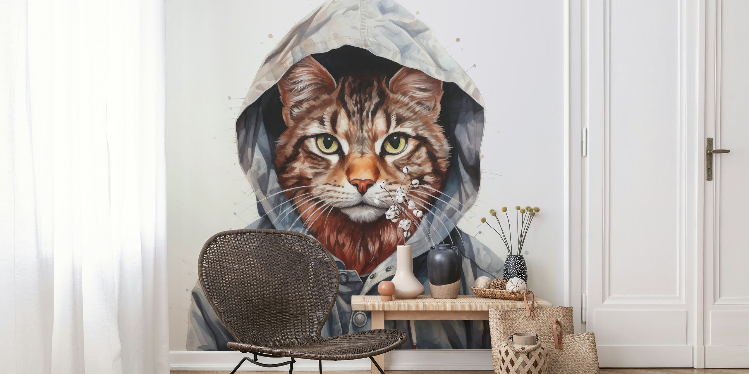 Aquarell Cartoon Bobcat in einem Hoodie