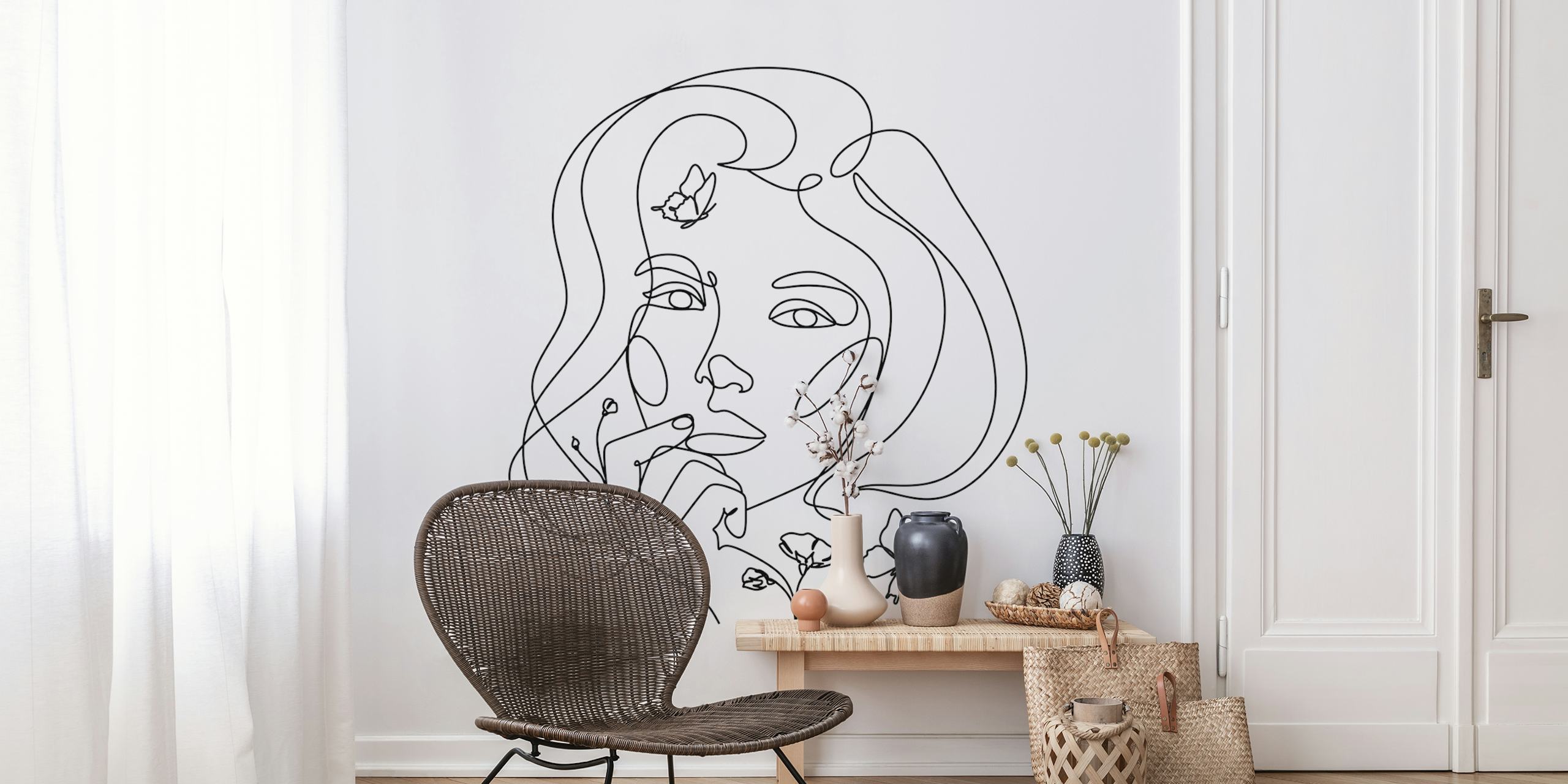 Floral Face Art Design tapet i et rom