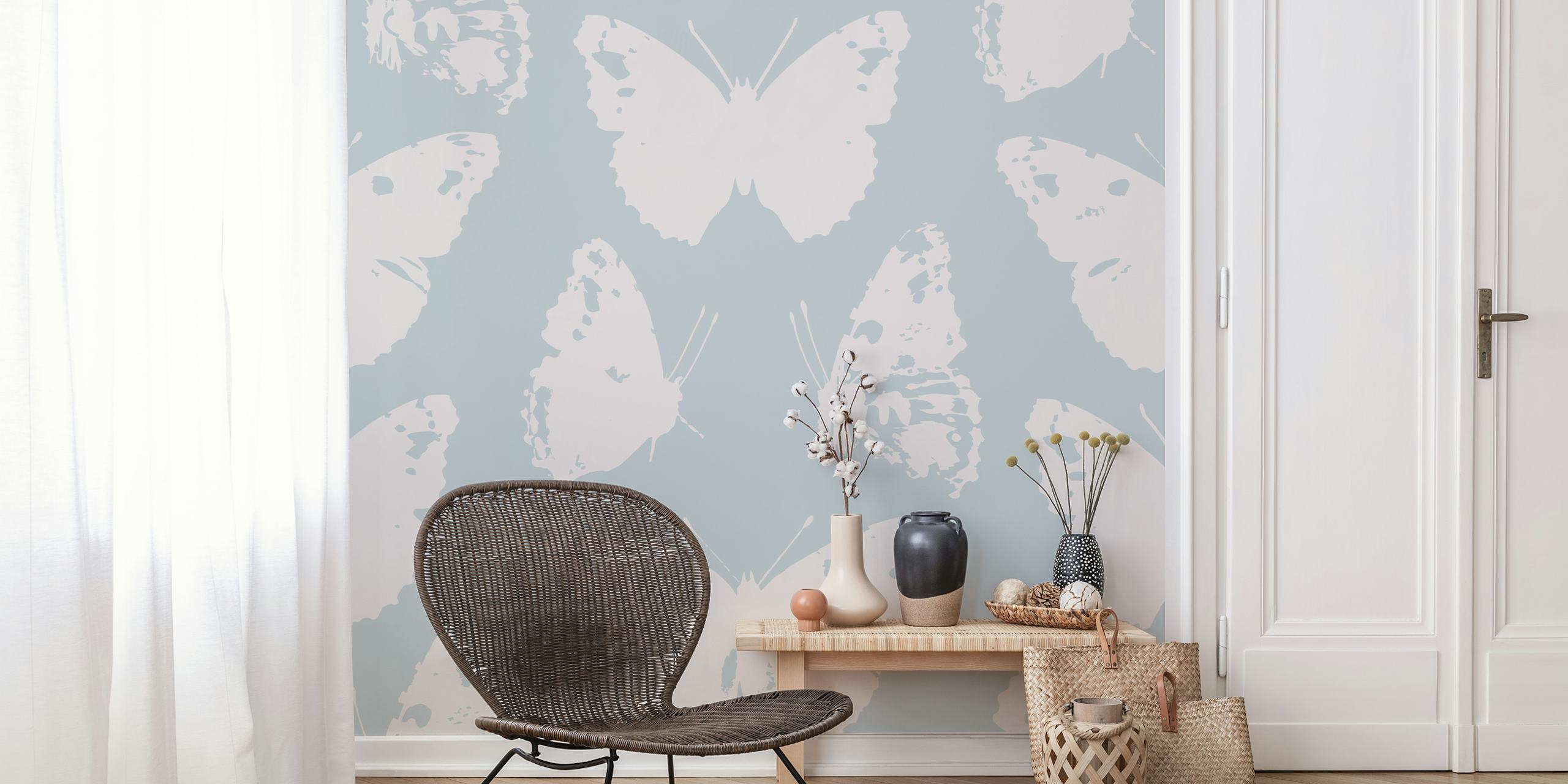 Papel de parede Butterfly Serenity Blue em um quarto