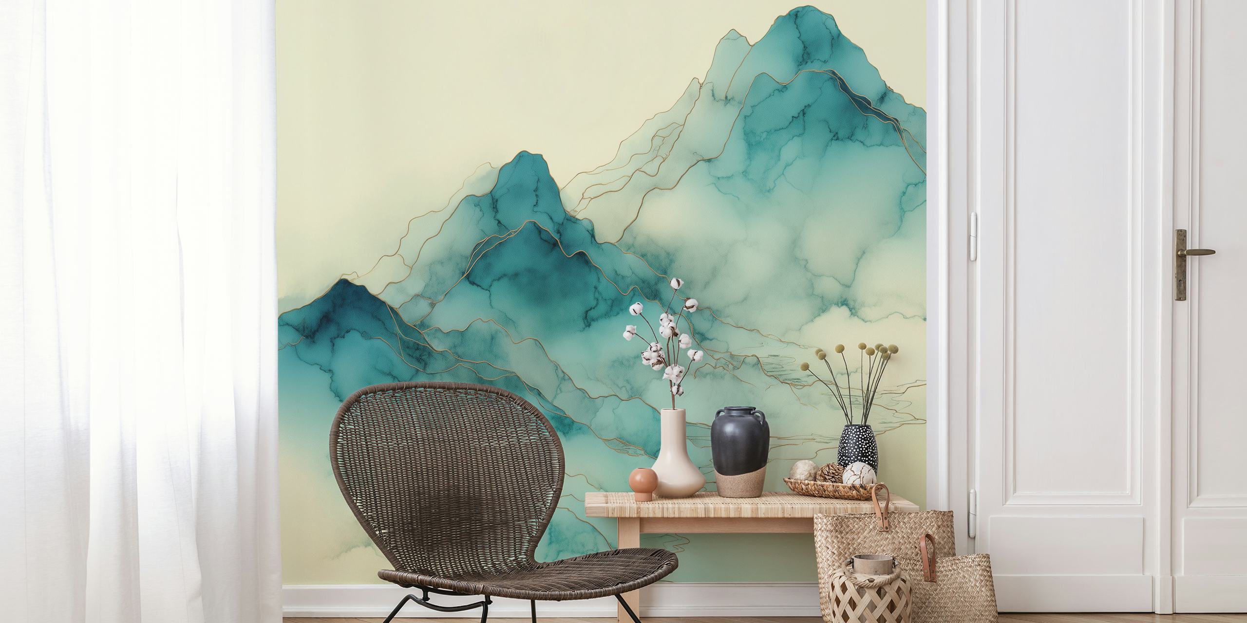papel de parede Mystical Mountain Serenity em um quarto