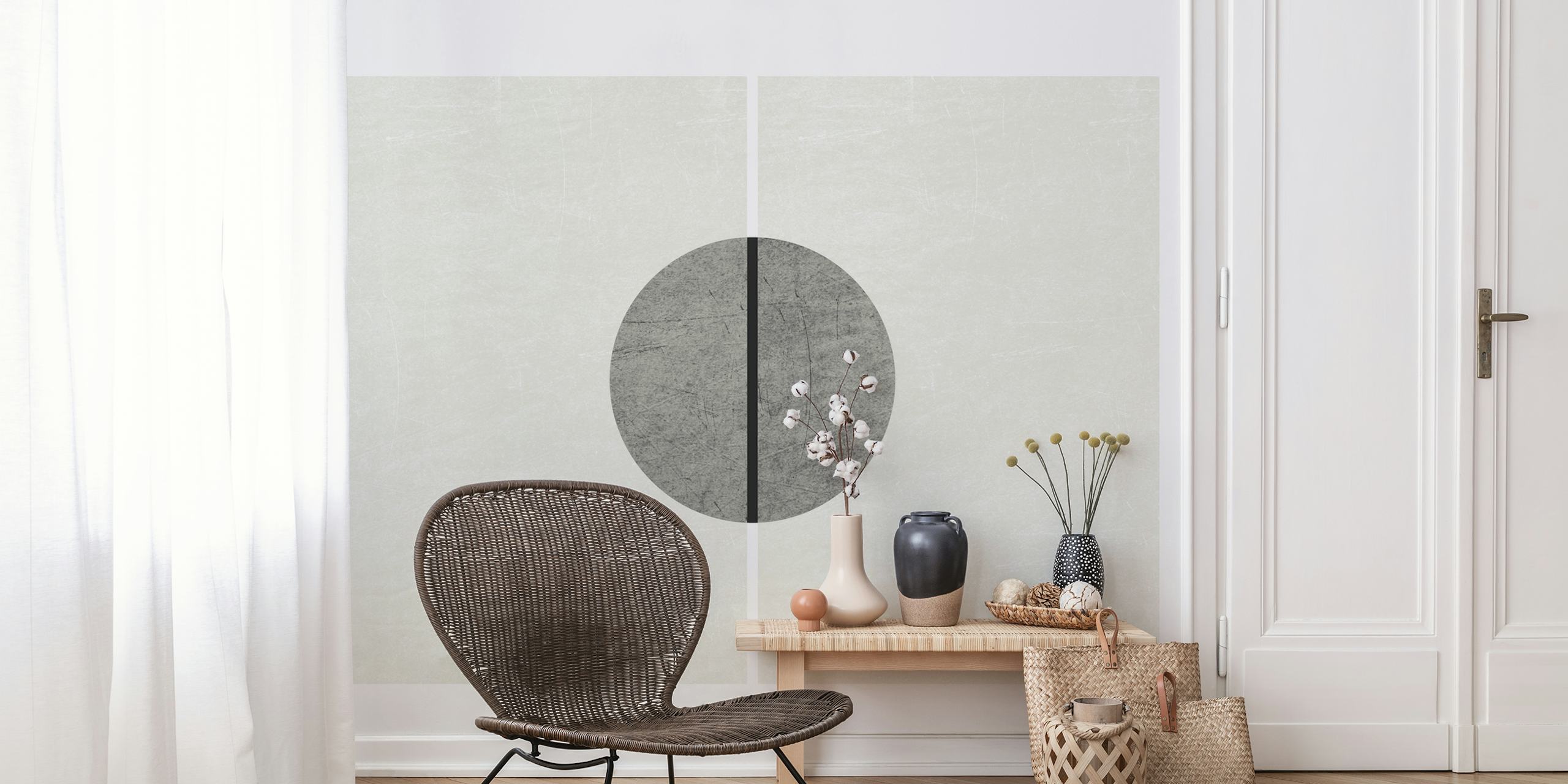 Geometric patterns in grey and white on wallpaper