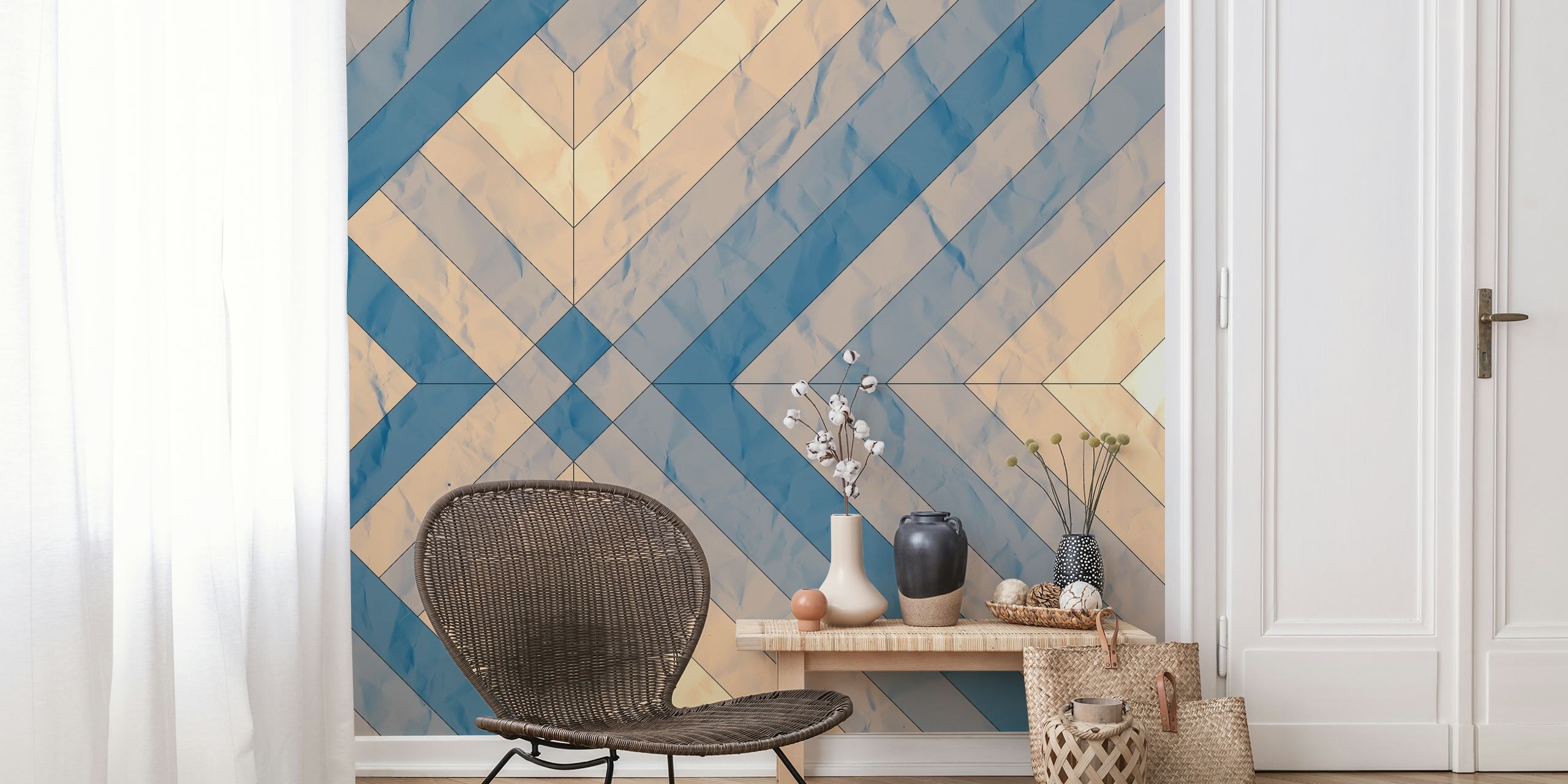 Papel tapiz con patrón Geometric design mostrado en una habitación