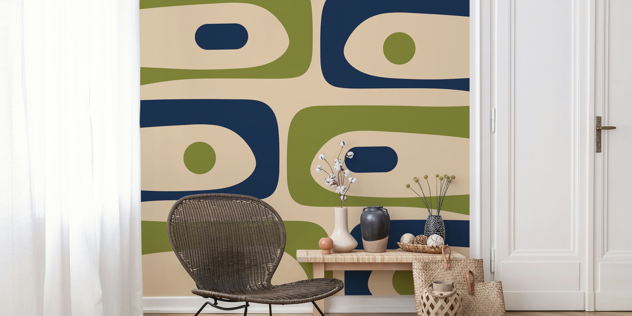Mid Century Modern Minimalist Piquet Retro wallpaper in a room