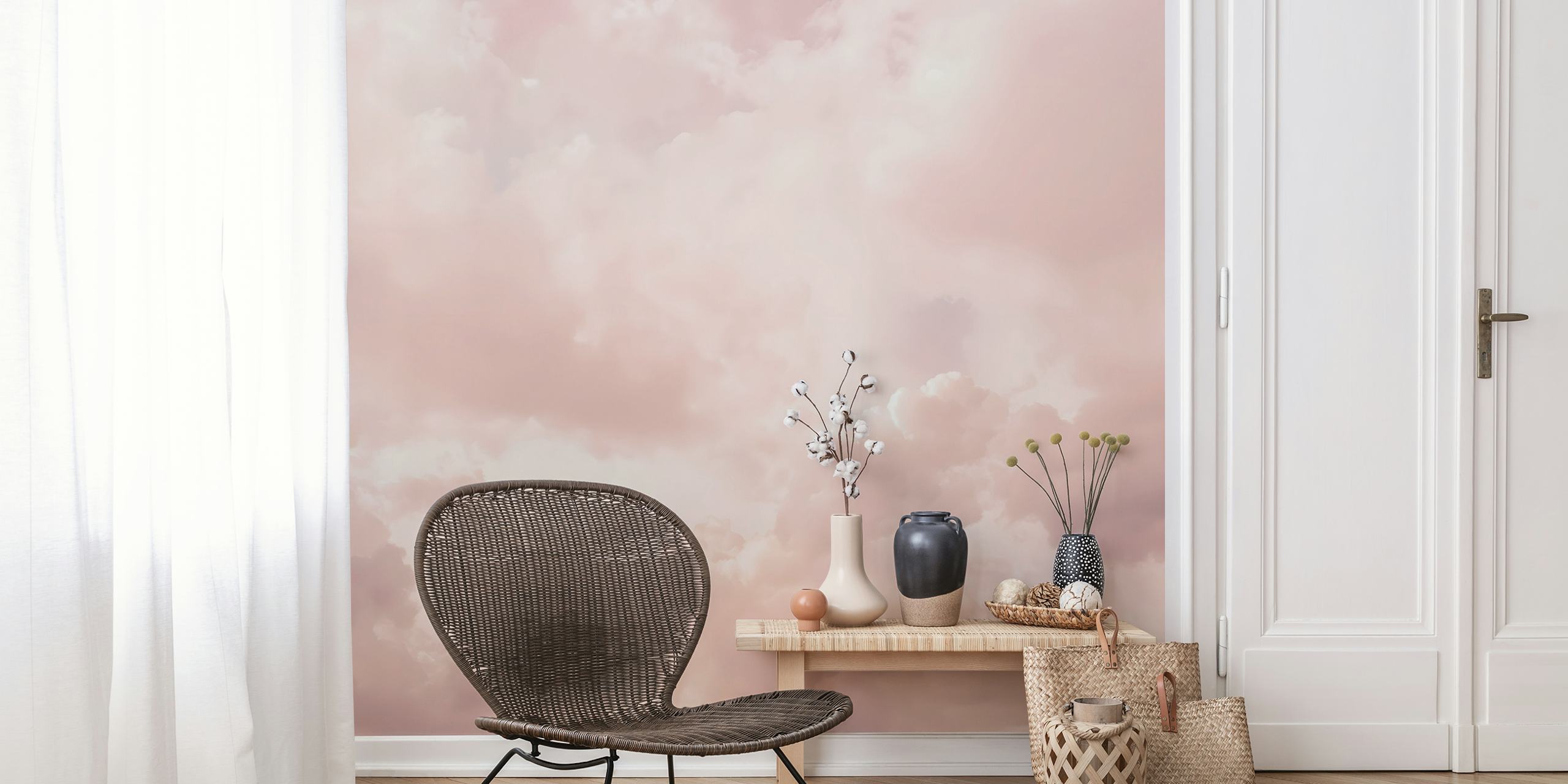 Pastel pink clouds in a soft gradient wallpaper