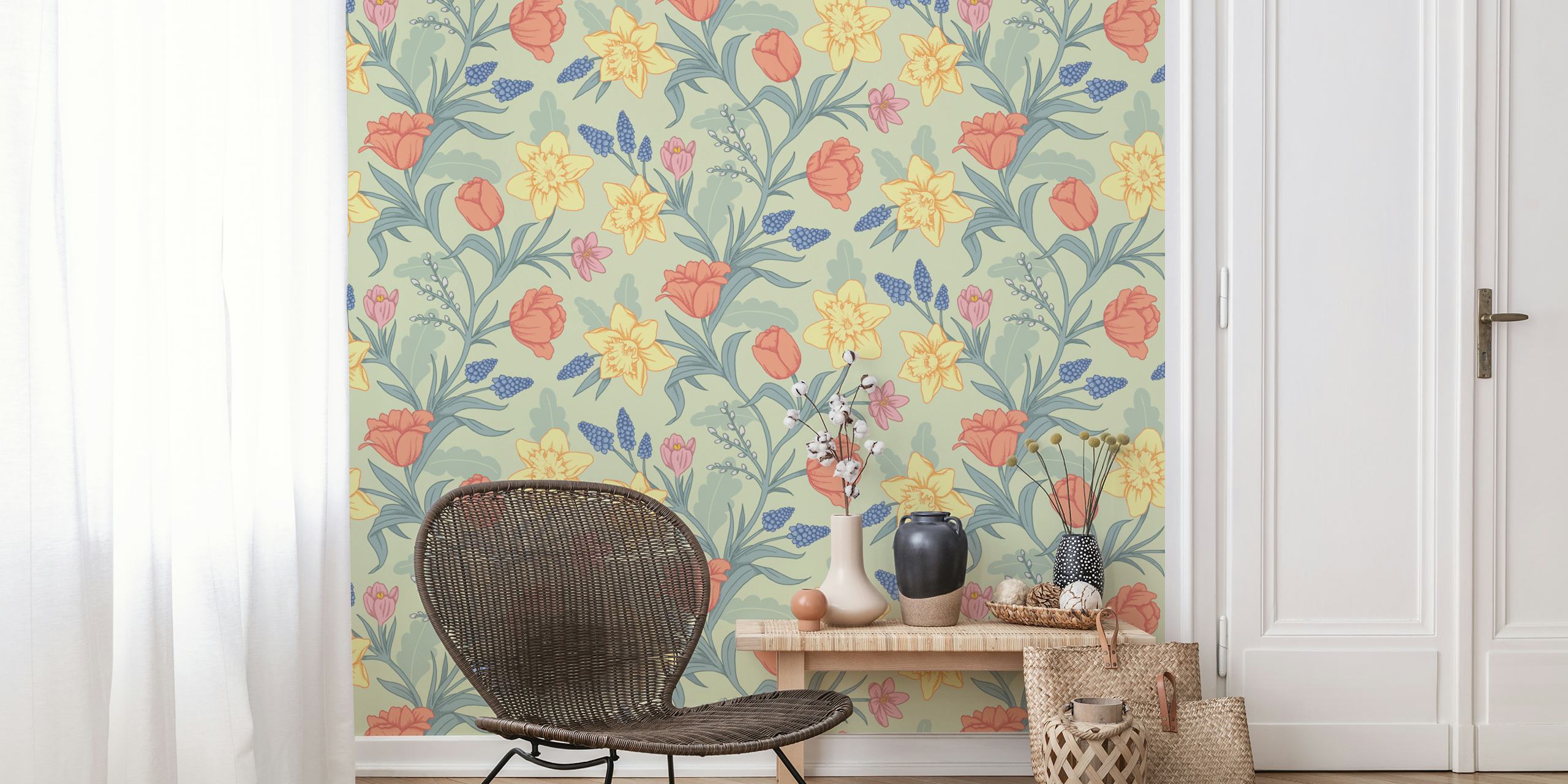 Spring Flower Fantasy behang in een kamer