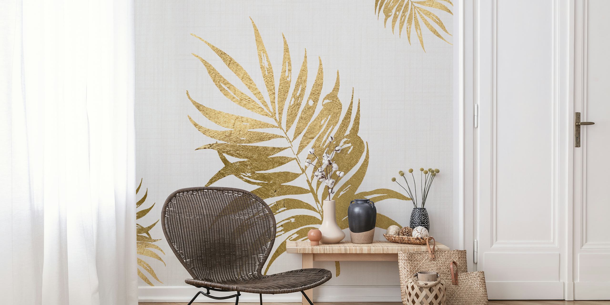 Papel pintado Leaf Golden en un entorno interior