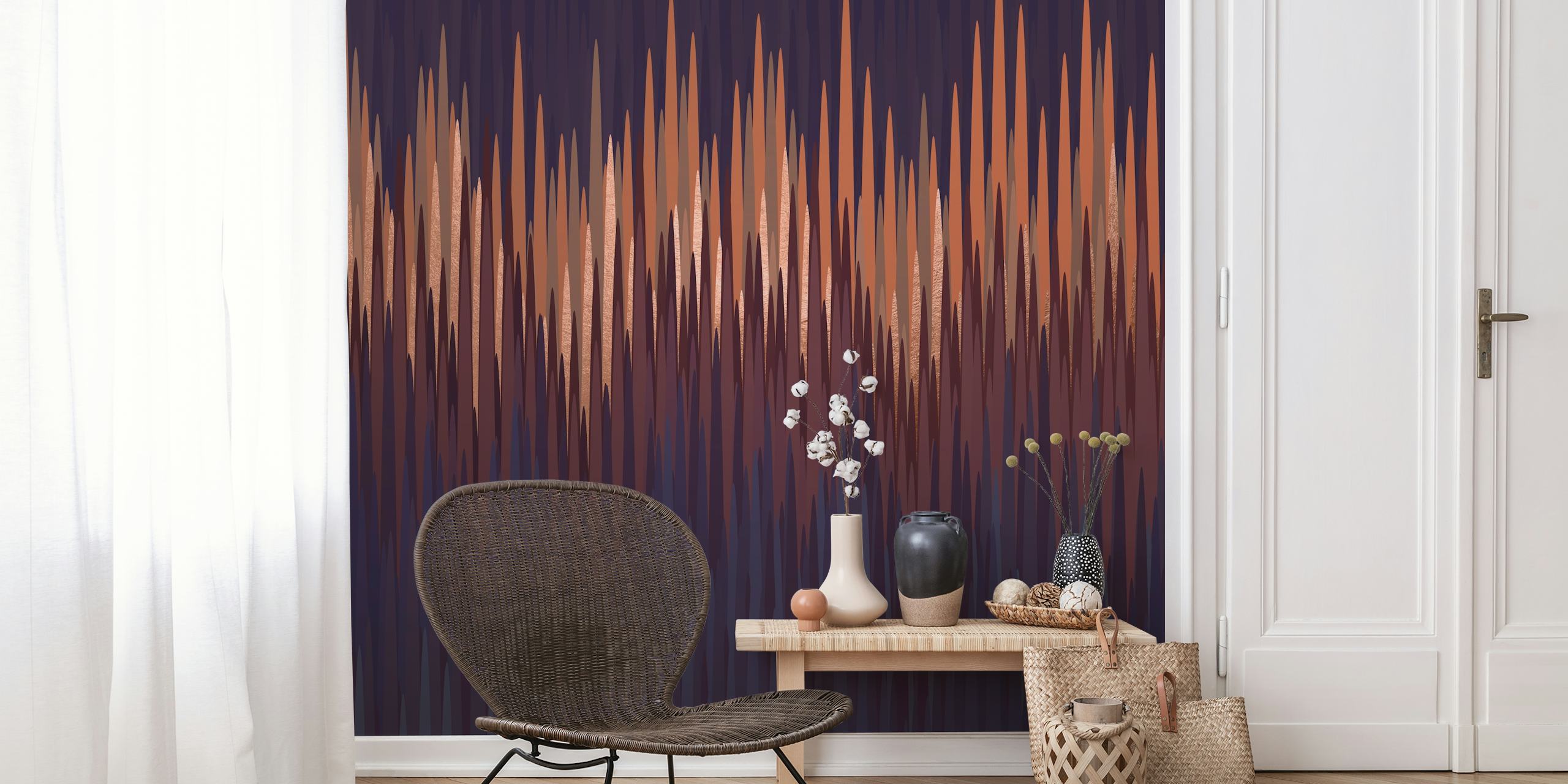 Geometric spikes in brown, orange, and dark tones wallpaper