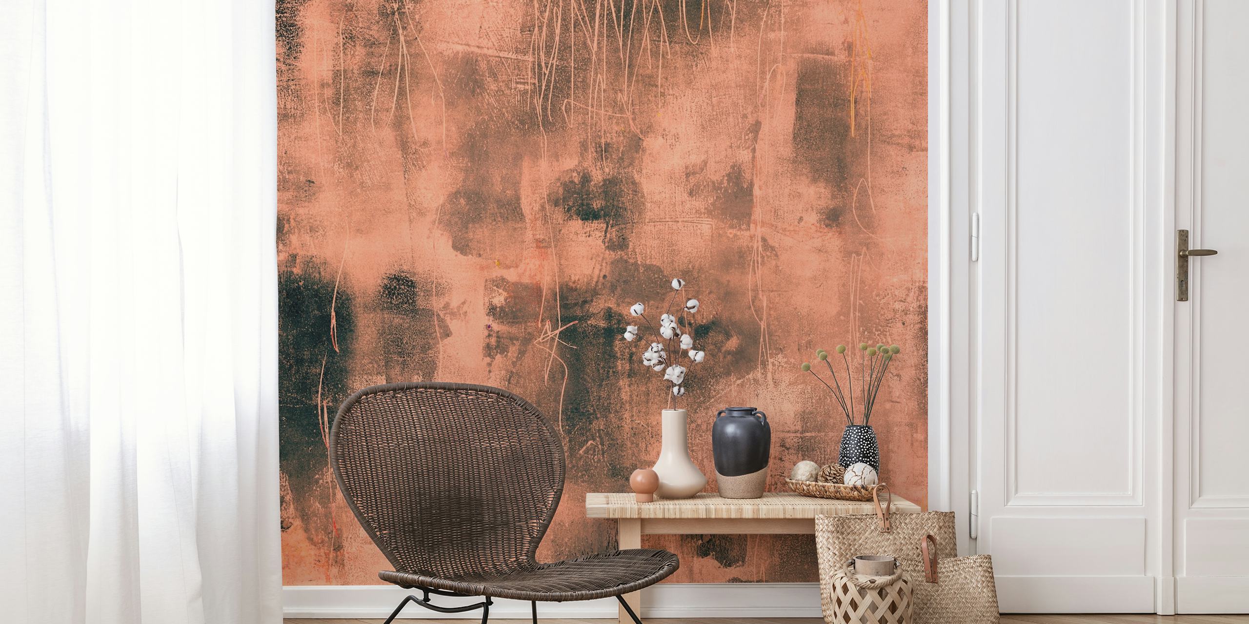 Abstract orange and black textured wallpaper