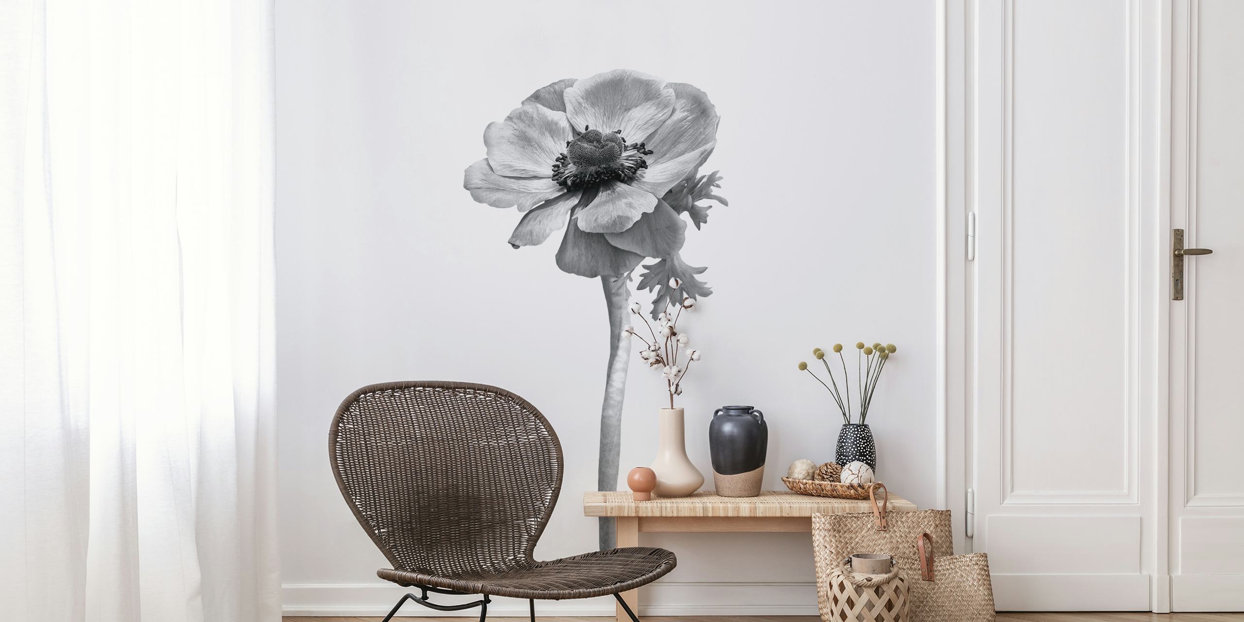Anemone coronaria wallpaper in a room
