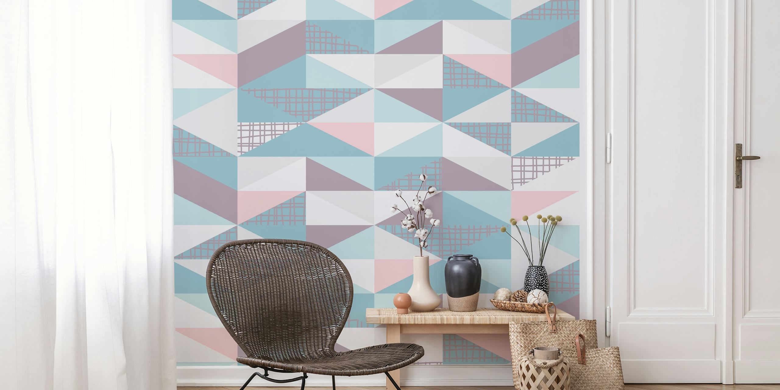 Ταπετσαρία Nordic Triangles 01 εμφανιζόμενη σε ένα δωμάτιο