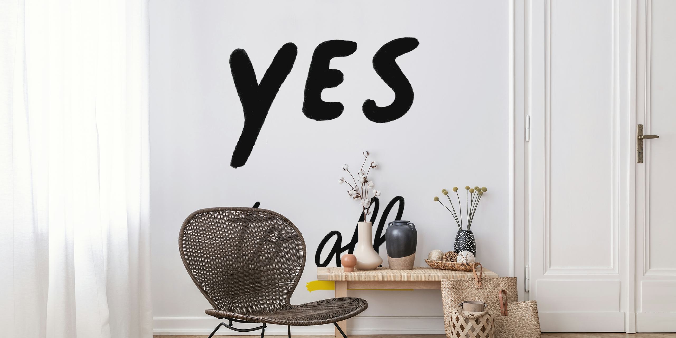 Text design saying 'Yes to All' in black and yellow colors wallpaper