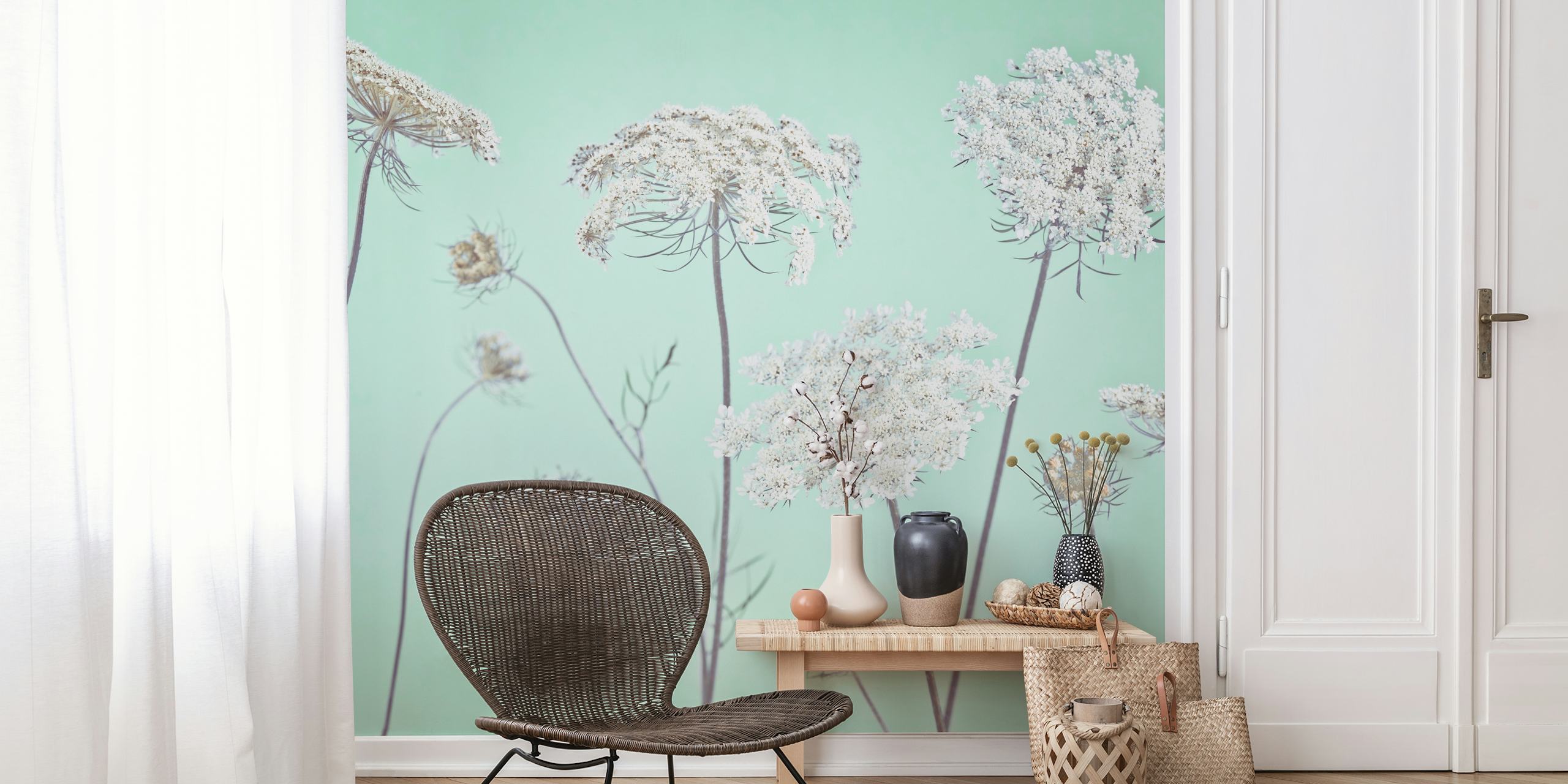 Carta da parati Cow parsley flowers in una stanza