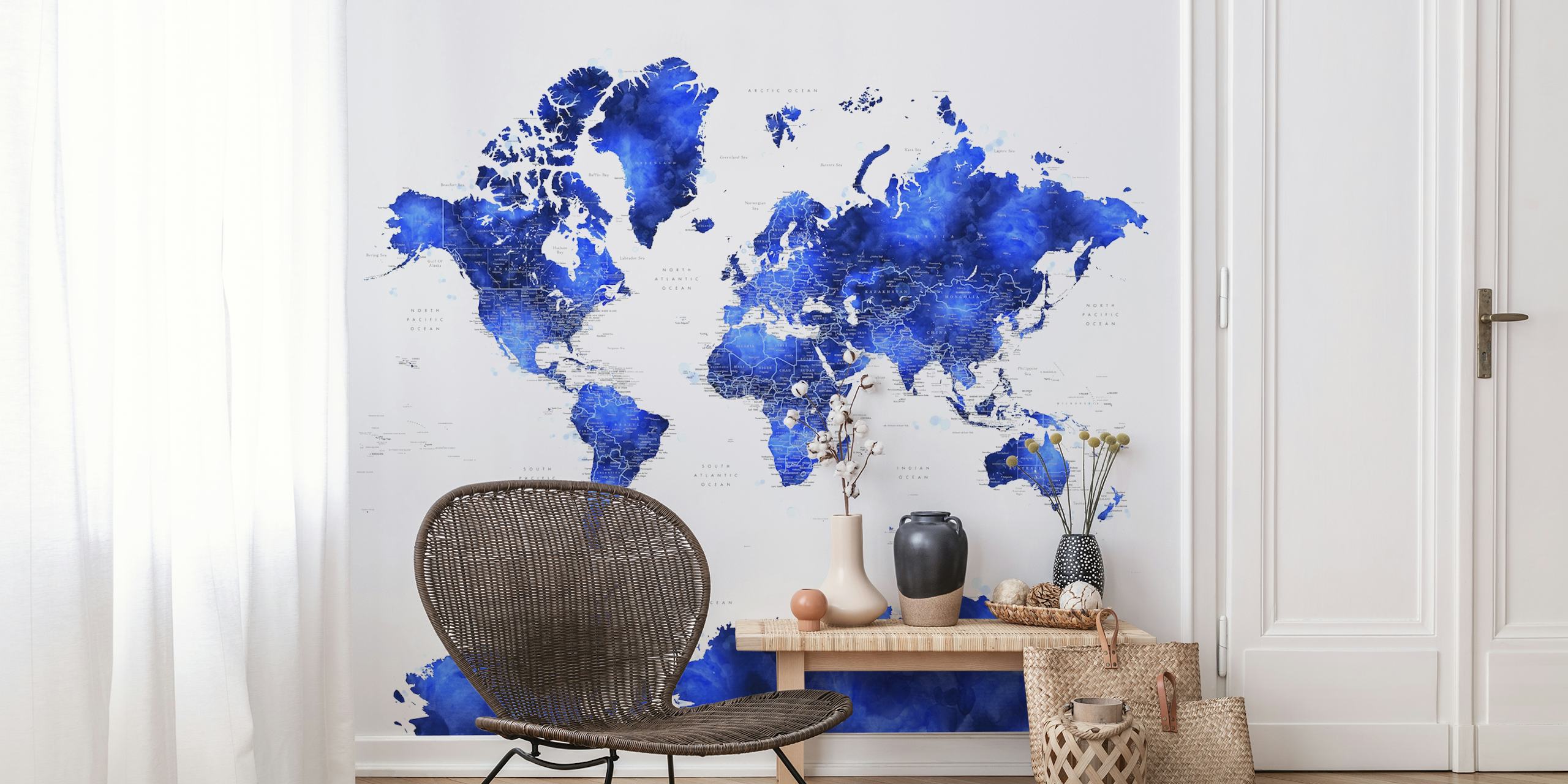 World Map Gulzar Antarctica tapet i et rom