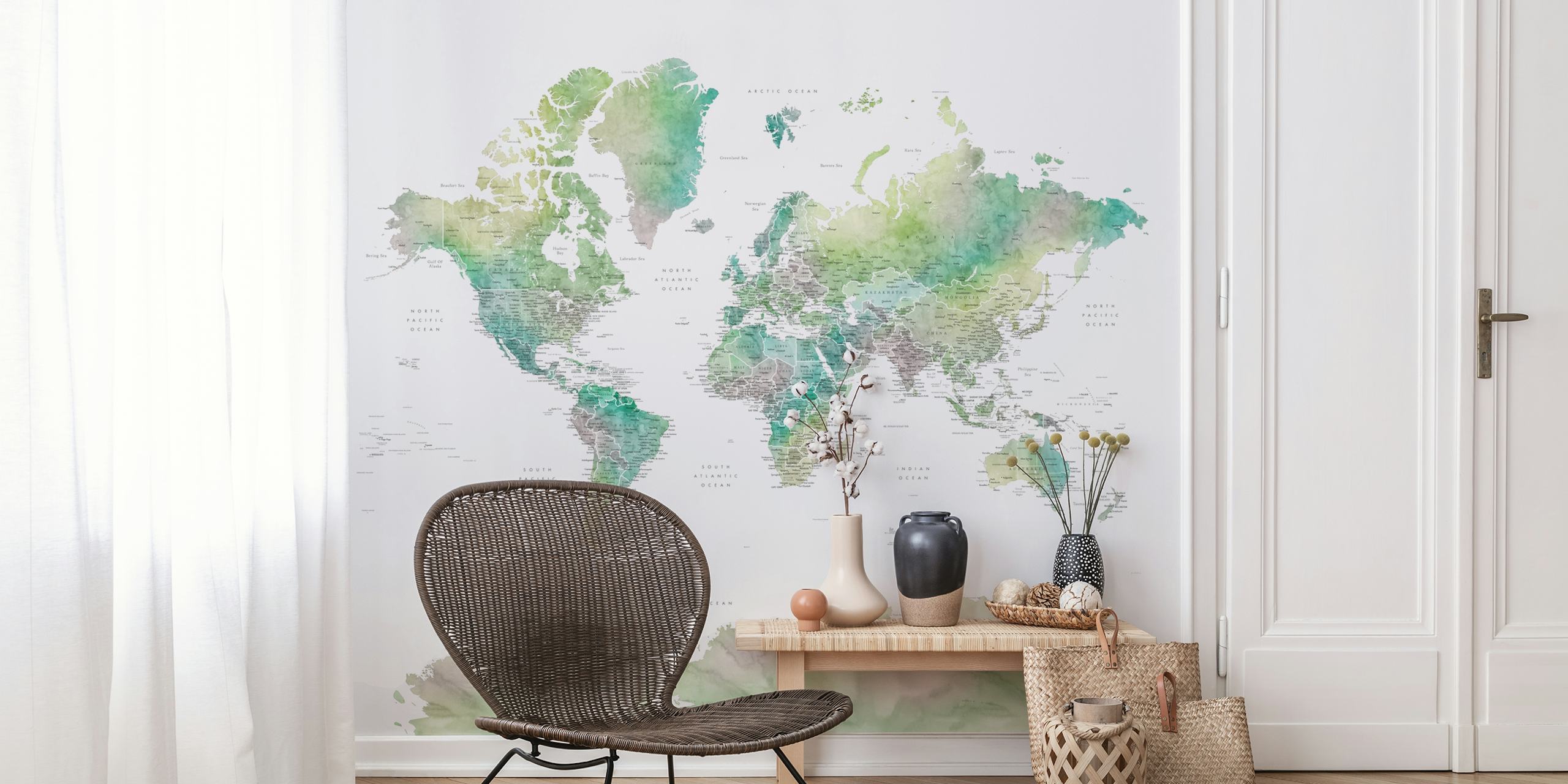 World Map Oriole Antarctica tapetti huoneessa
