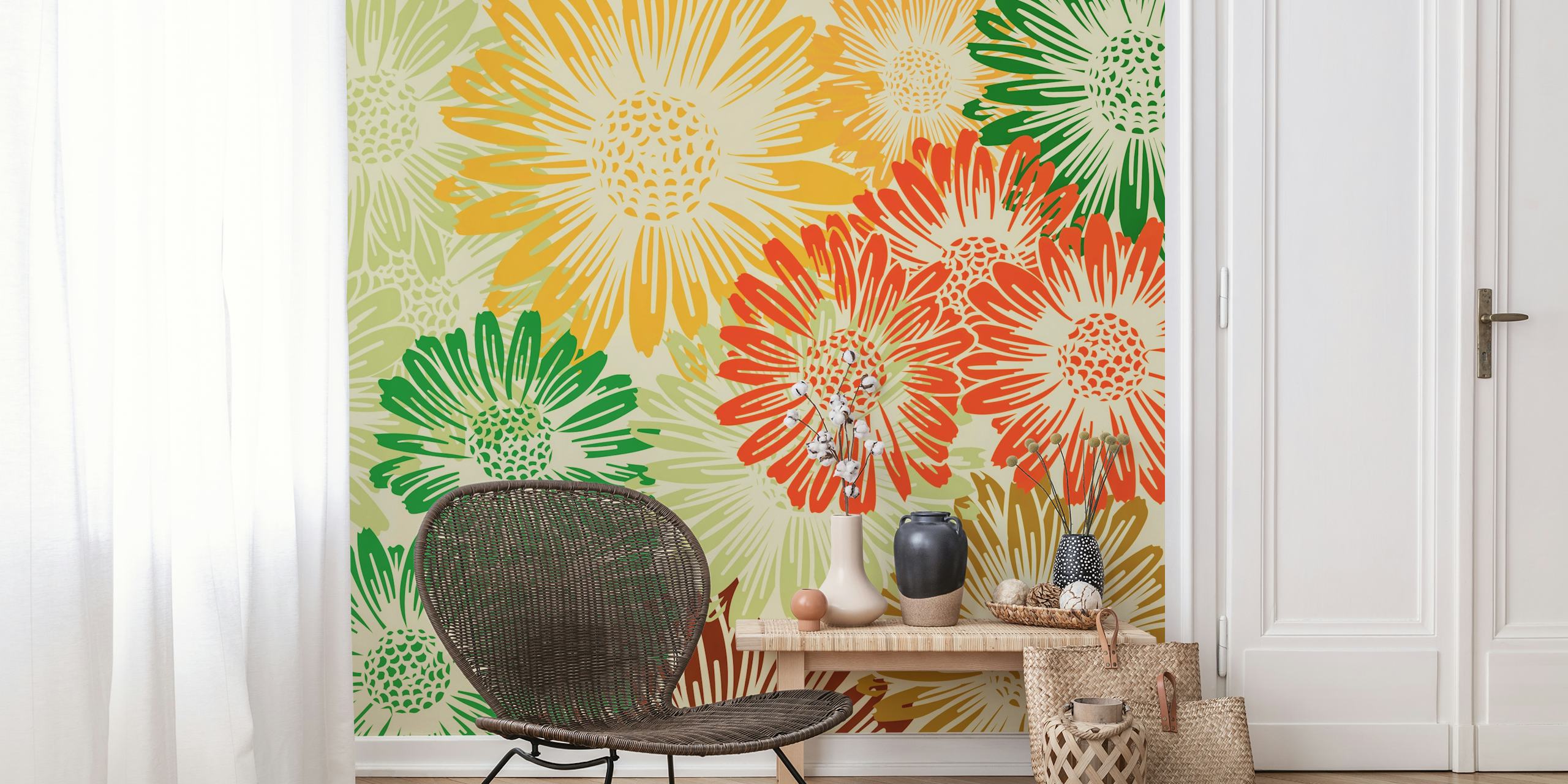 Tapeta Vintage Summer Flowers w pokoju