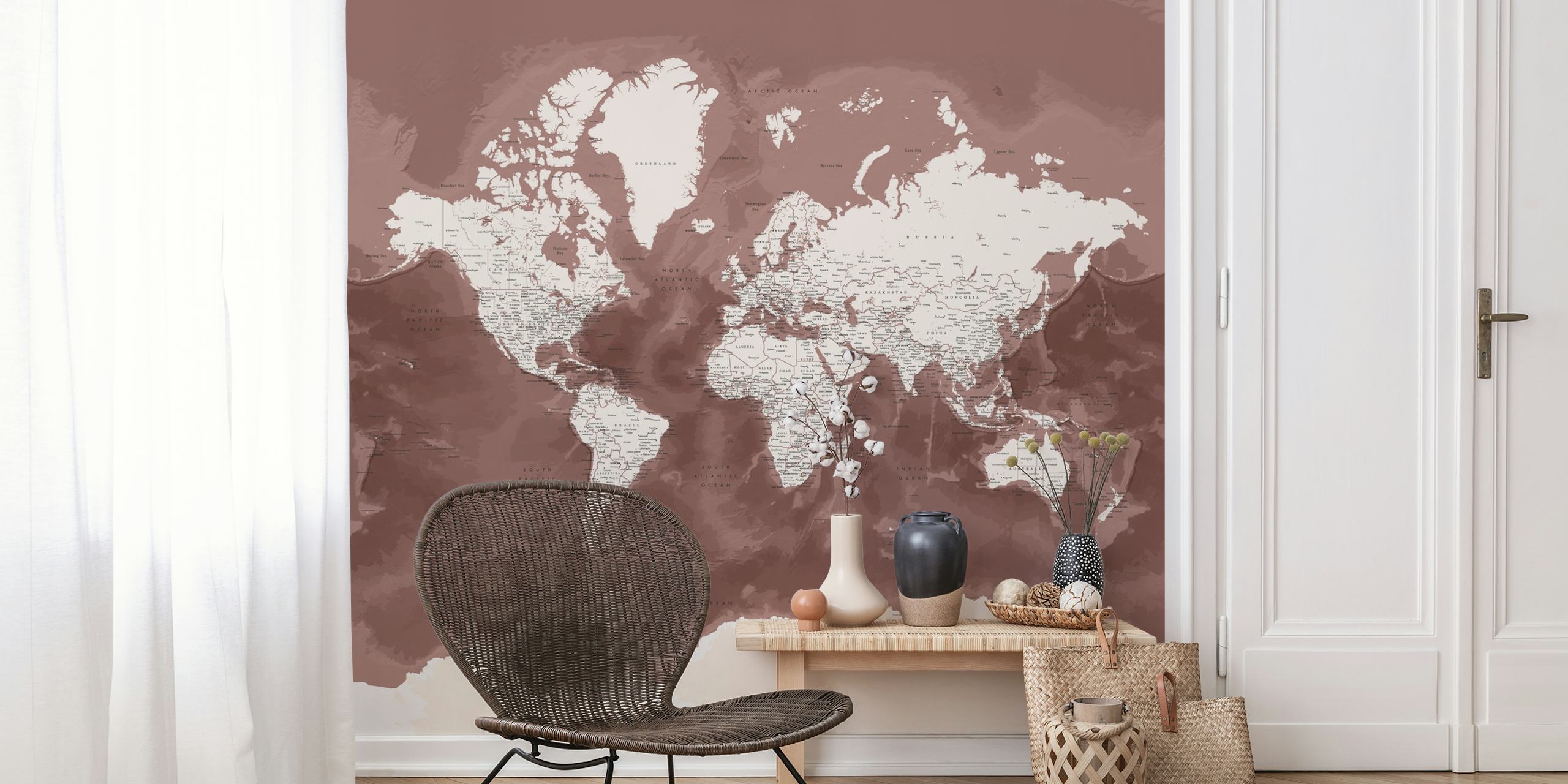 World map Hikmat Antarctica papel tapiz en una habitación