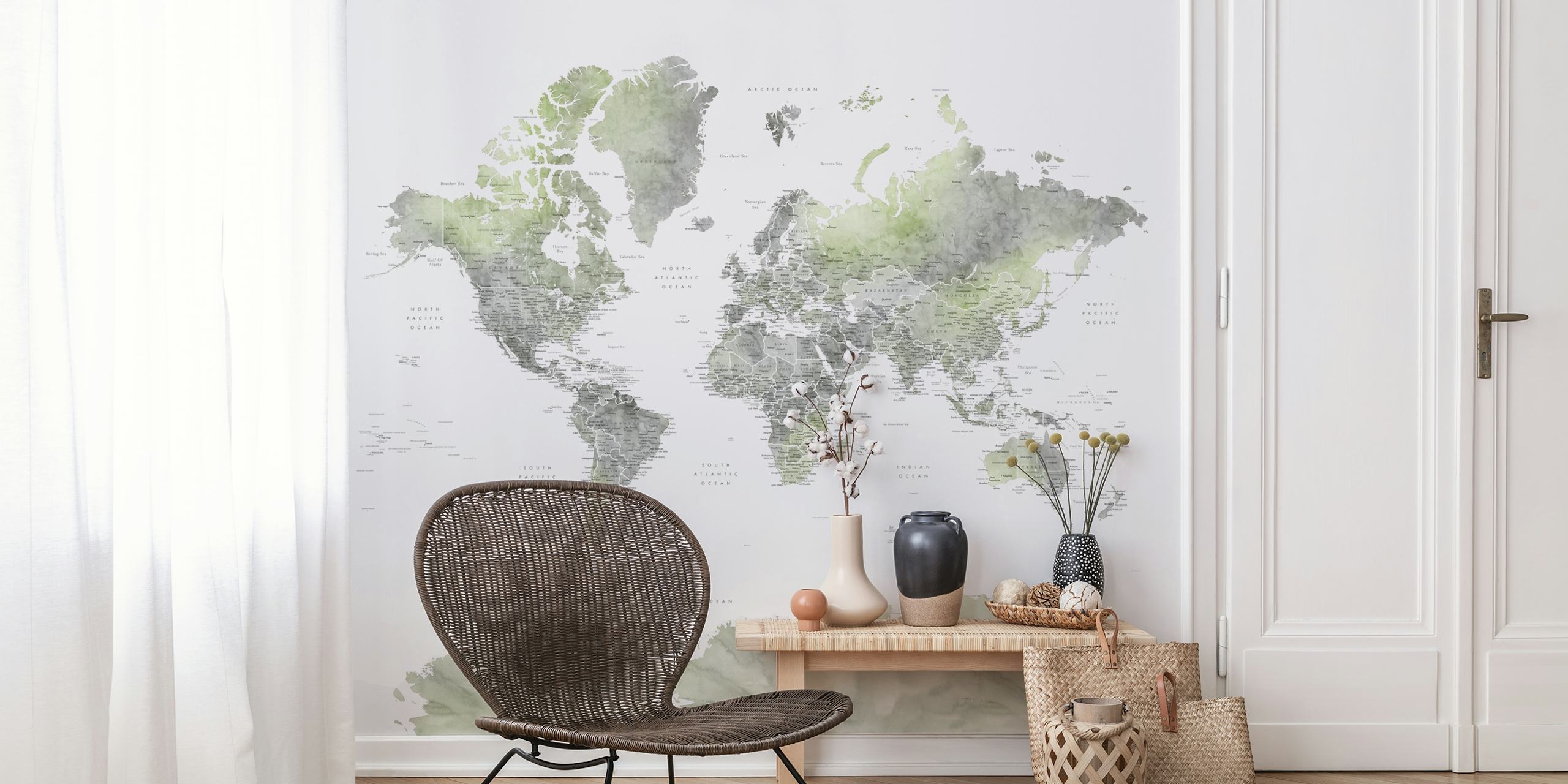 World map wallpaper featuring Antarctica design