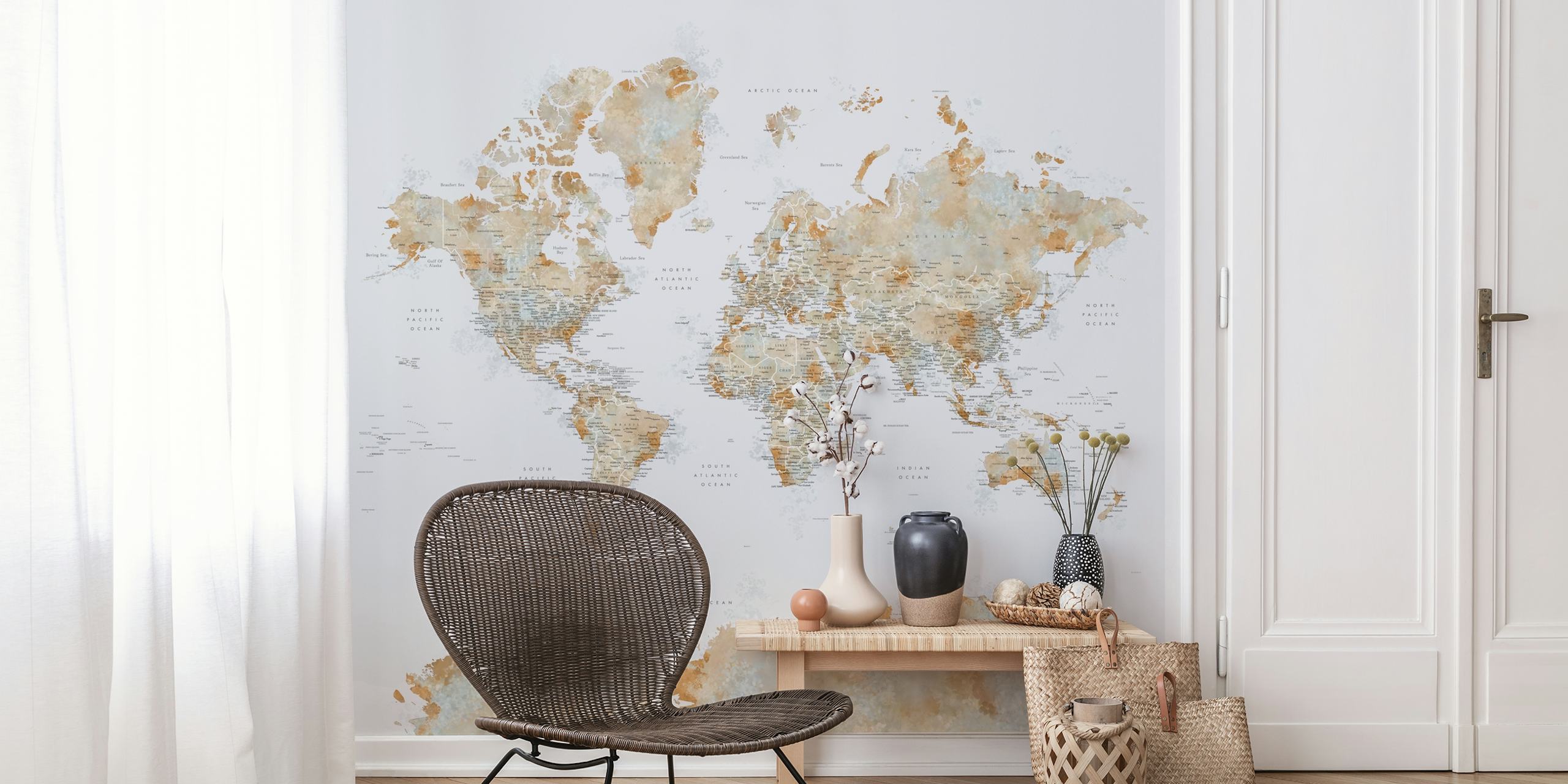 World Map Barossa Antarctica wallpaper in una stanza