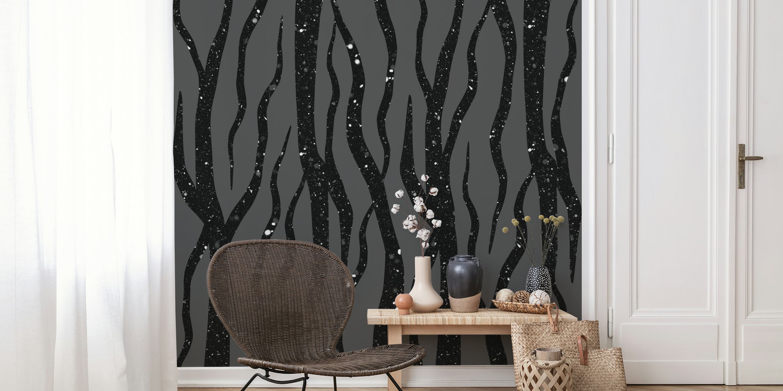Abstract galaxy roots pattern on dark space-inspired wall mural