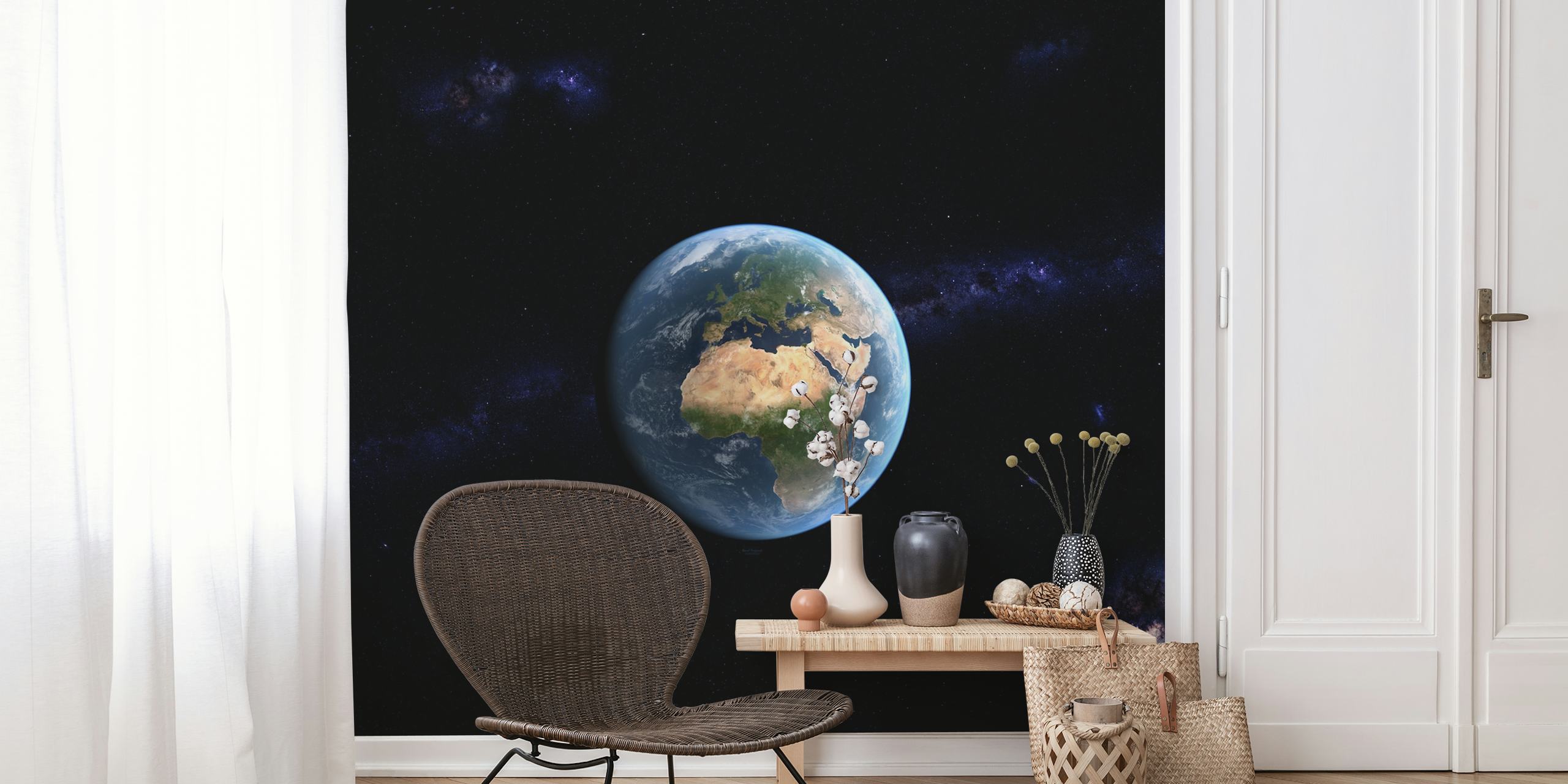 Dizajn zidnog papira Earth s Europe i Africa