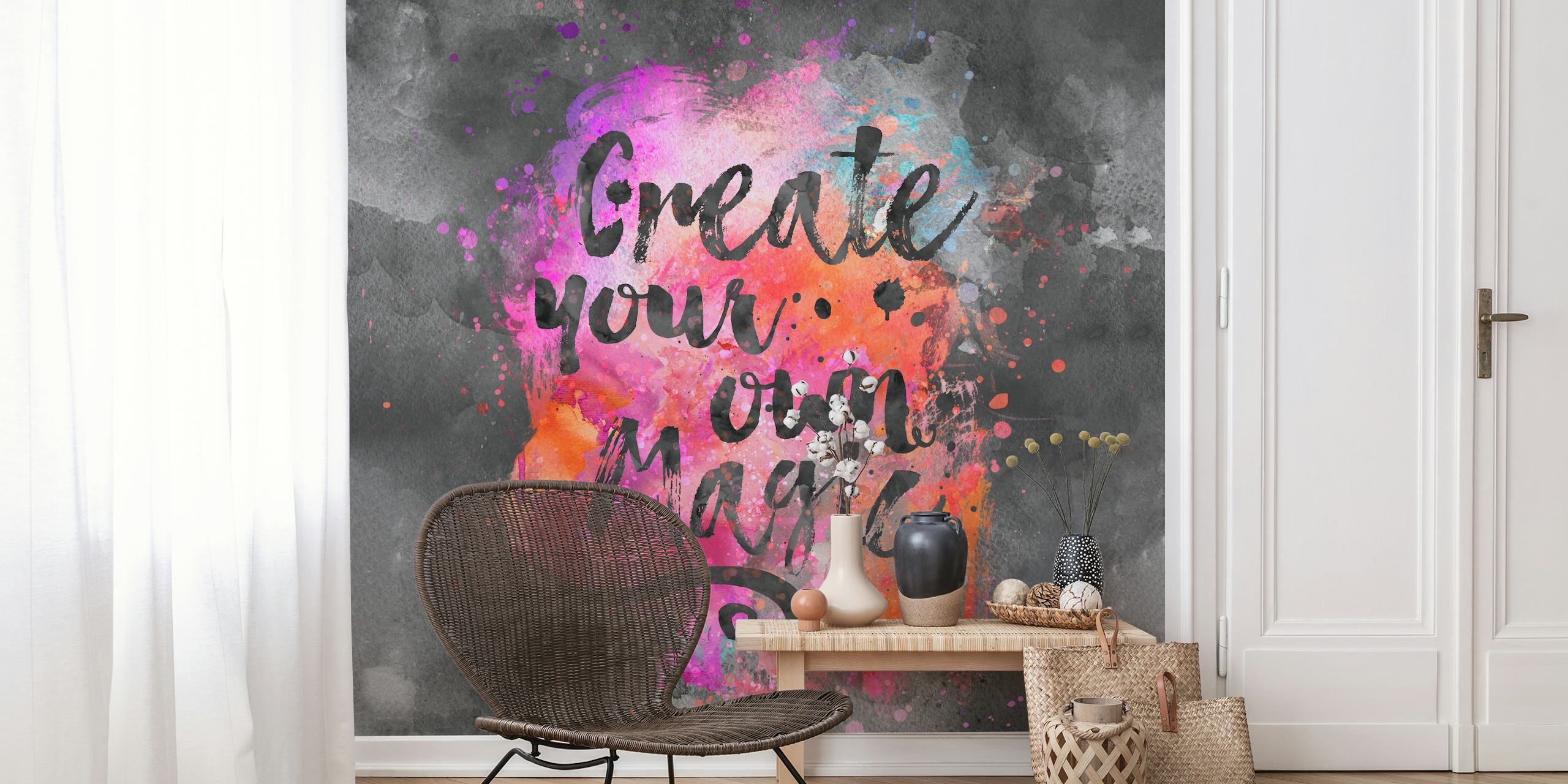 Värikäs Magic Inspiring Typography Art huoneessa