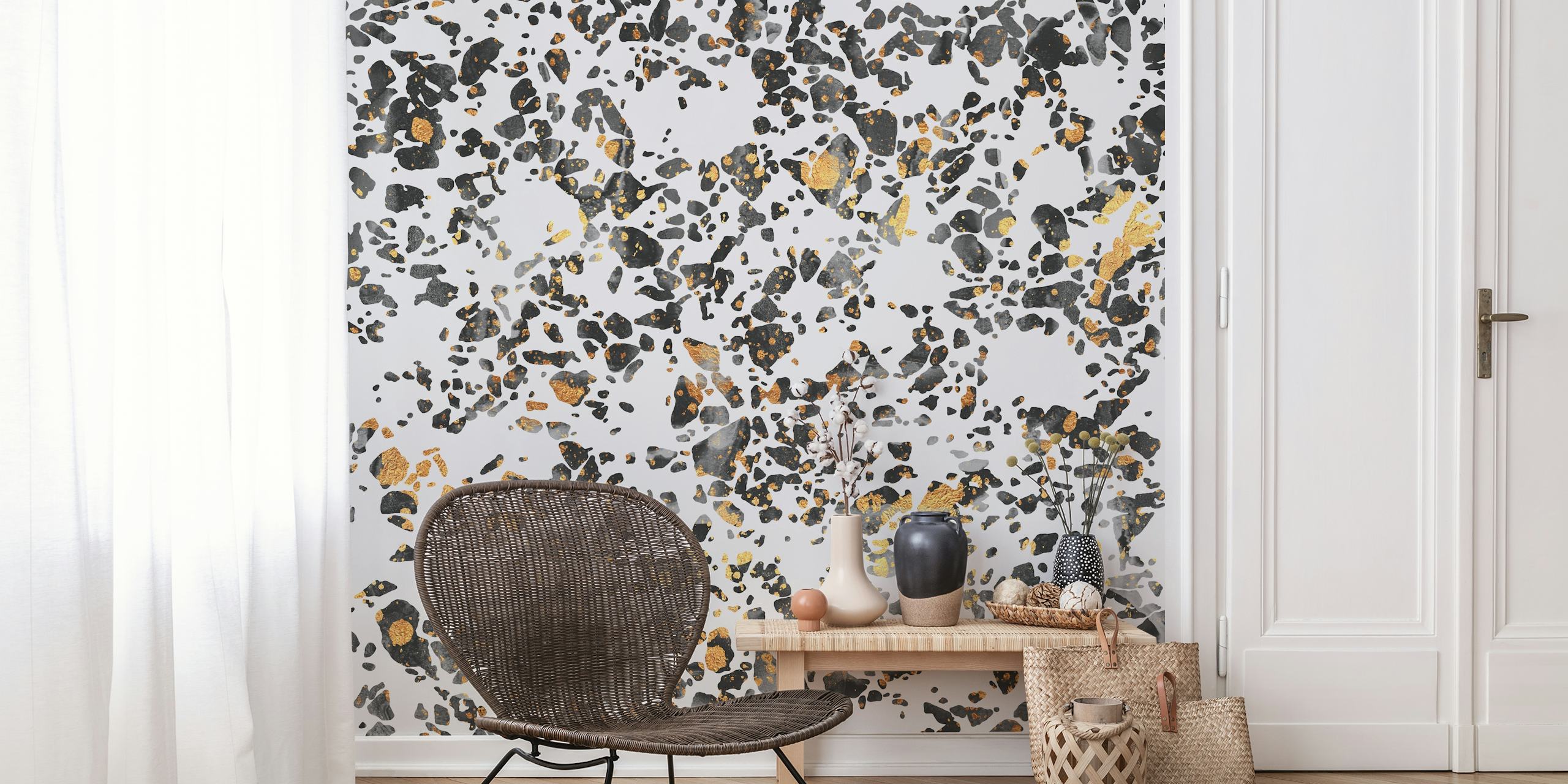 Gold Speckled Terrazzo tapet i et rom