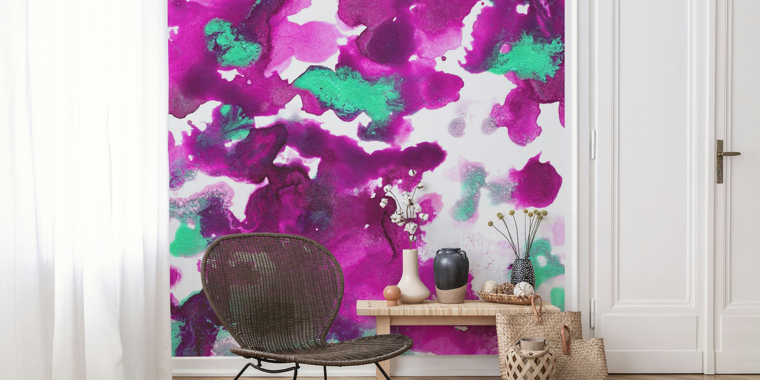 Purple Pink Mint Painting 1 papel de parede