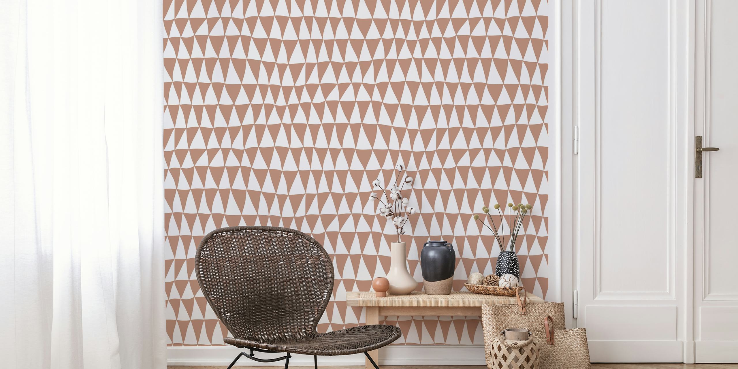 Design murale geometrico con triangoli dispari marrone medio