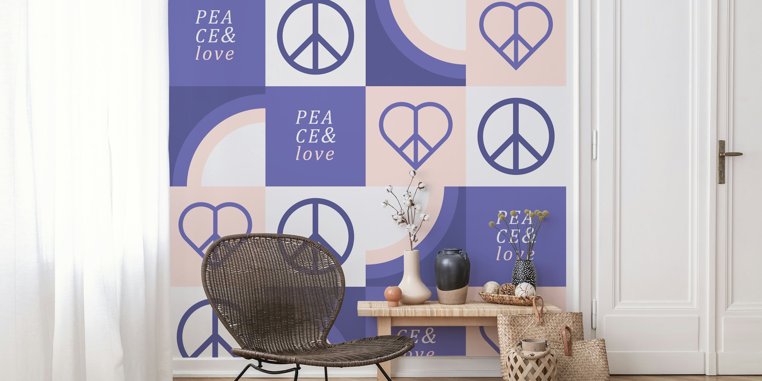 Peace and Love Pattern wallpaper in a room
