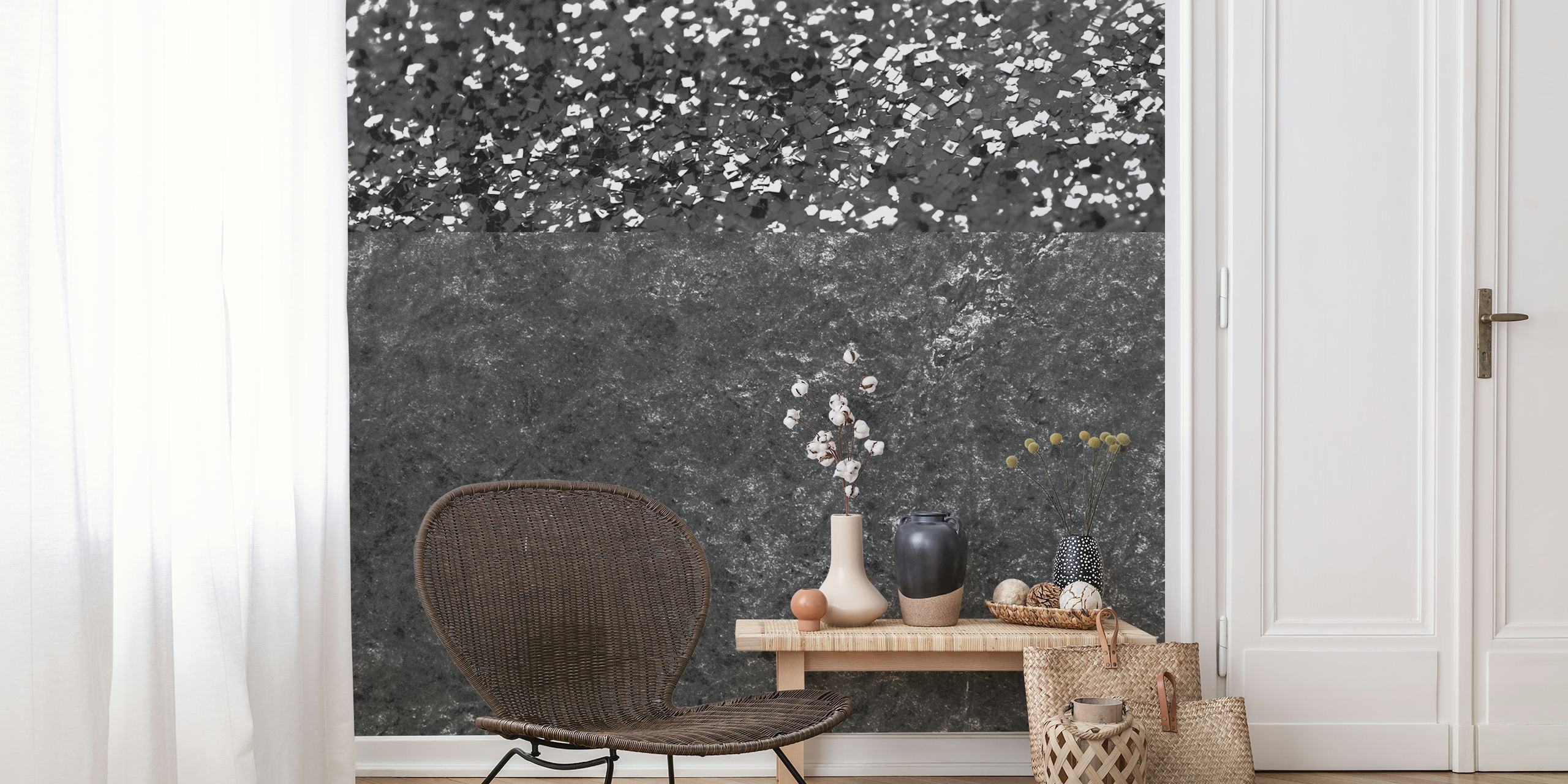Gray Black Glitter Concrete 1 behang
