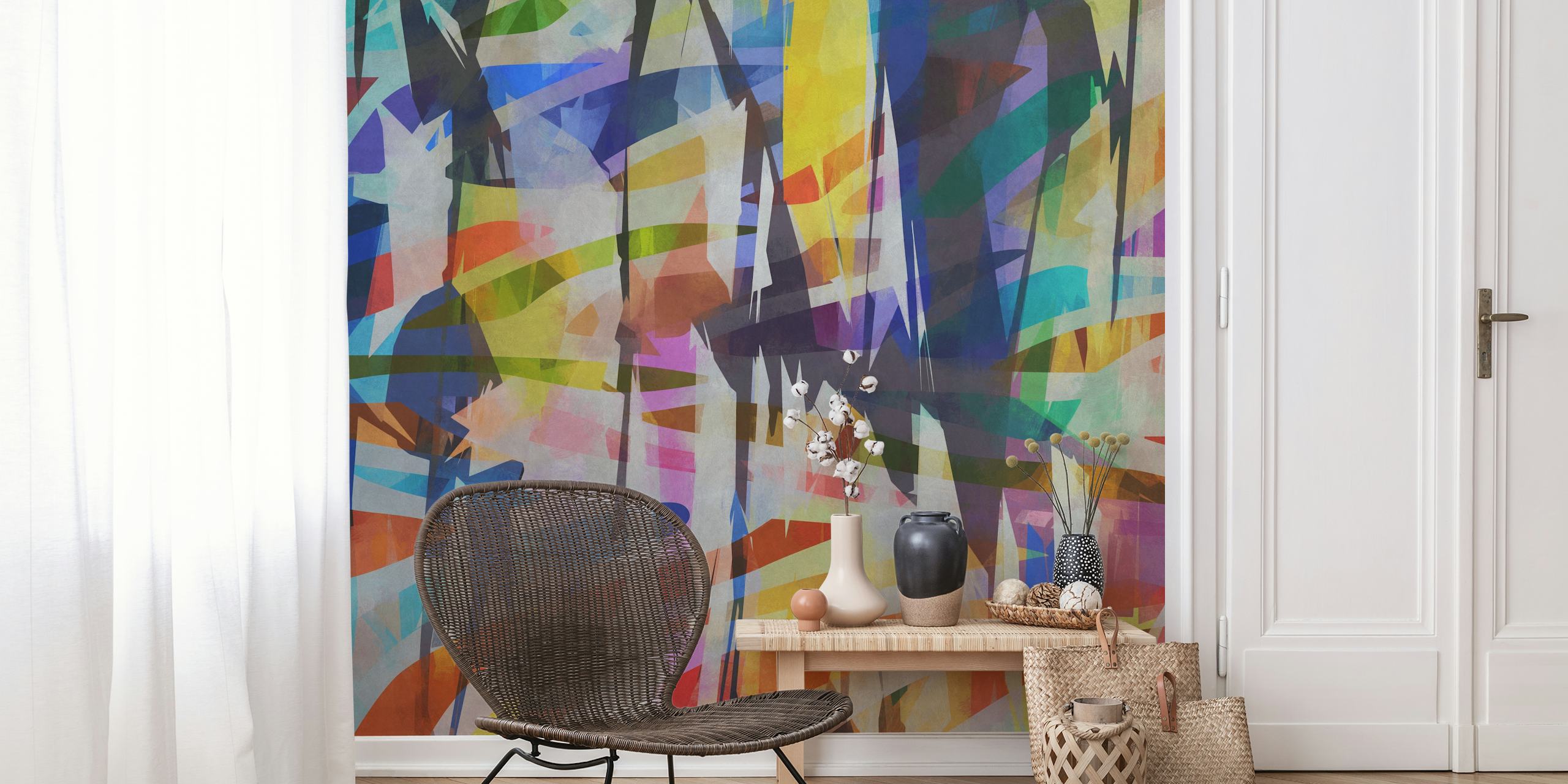 Colorful abstract geometric wallpaper in vibrant tones