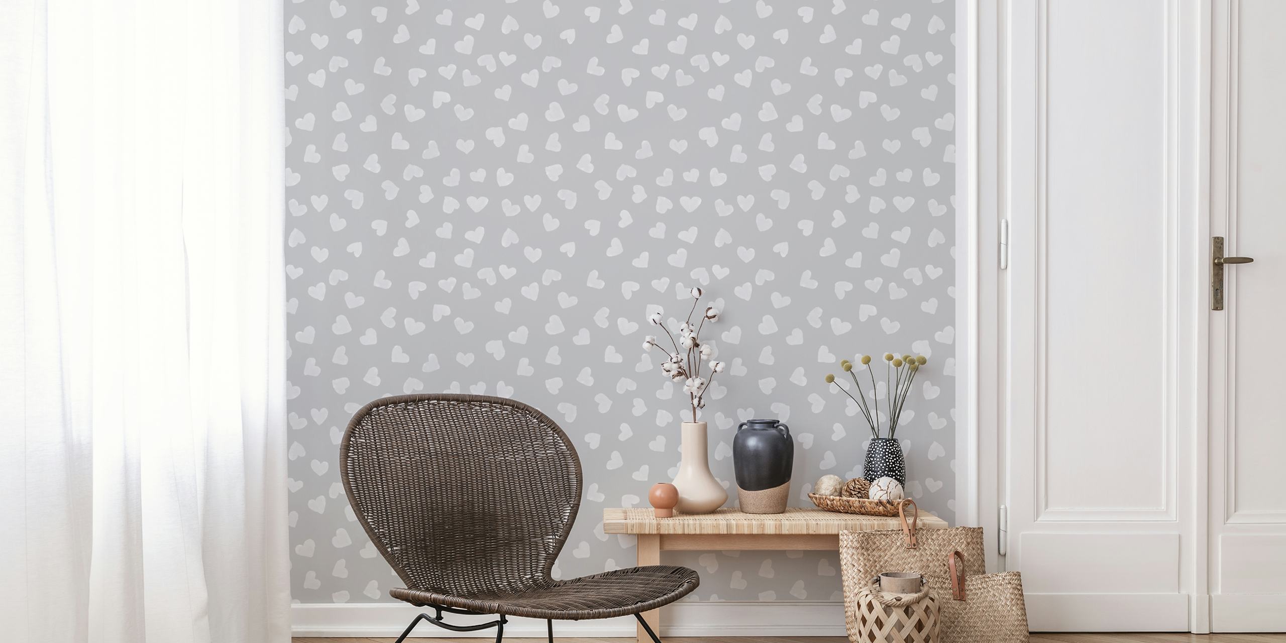 Hearts in Dove Grey tapet i ett rum