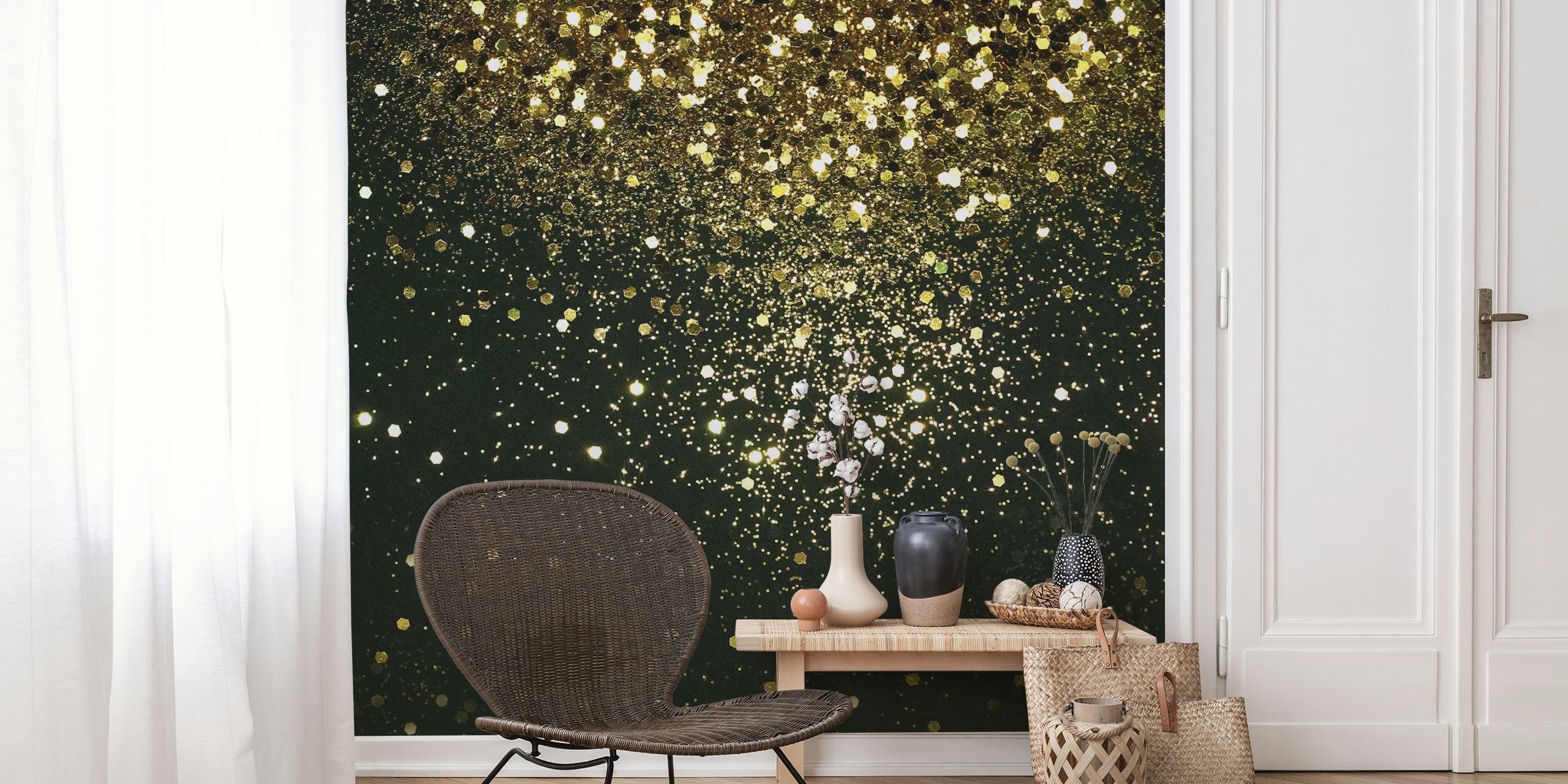 Sparkling Gold Glitter tapet i et rom