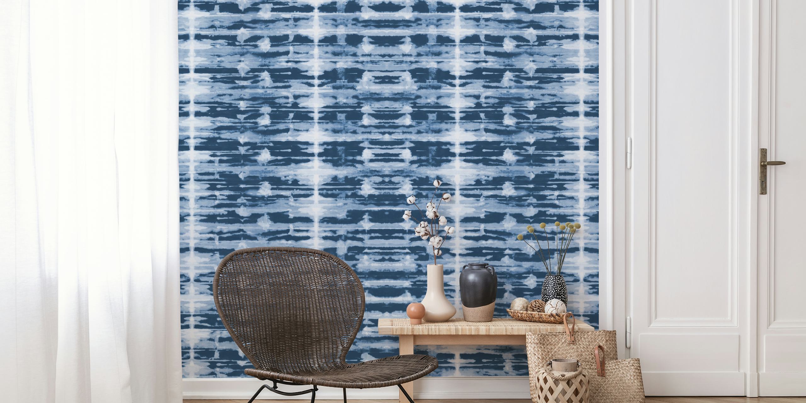X-Ray Shibori Stripes wallpaper in a room