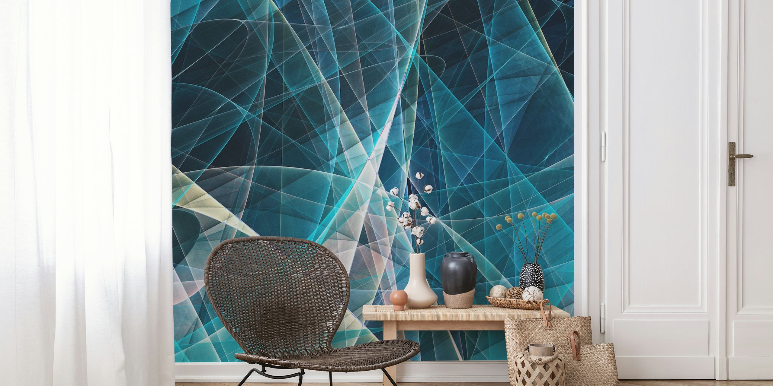 Abstract geometric wallpaper in blue tones