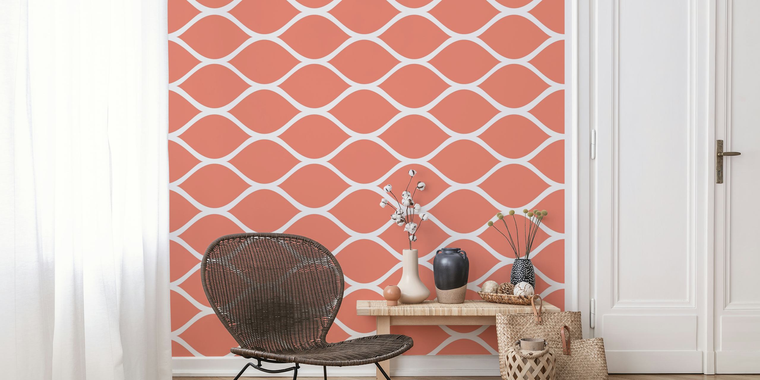 Coral Orange ogee pattern carta da parati nella stanza
