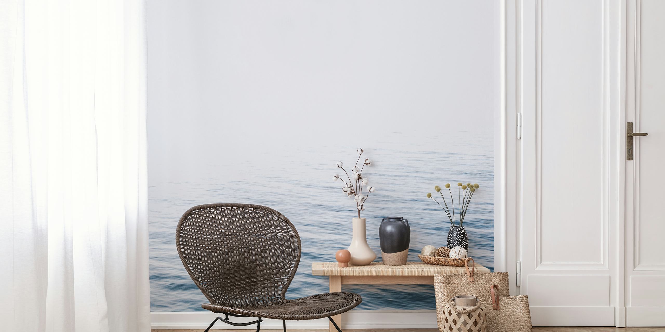 Ocean waves in shades of blue and white wallpaper
