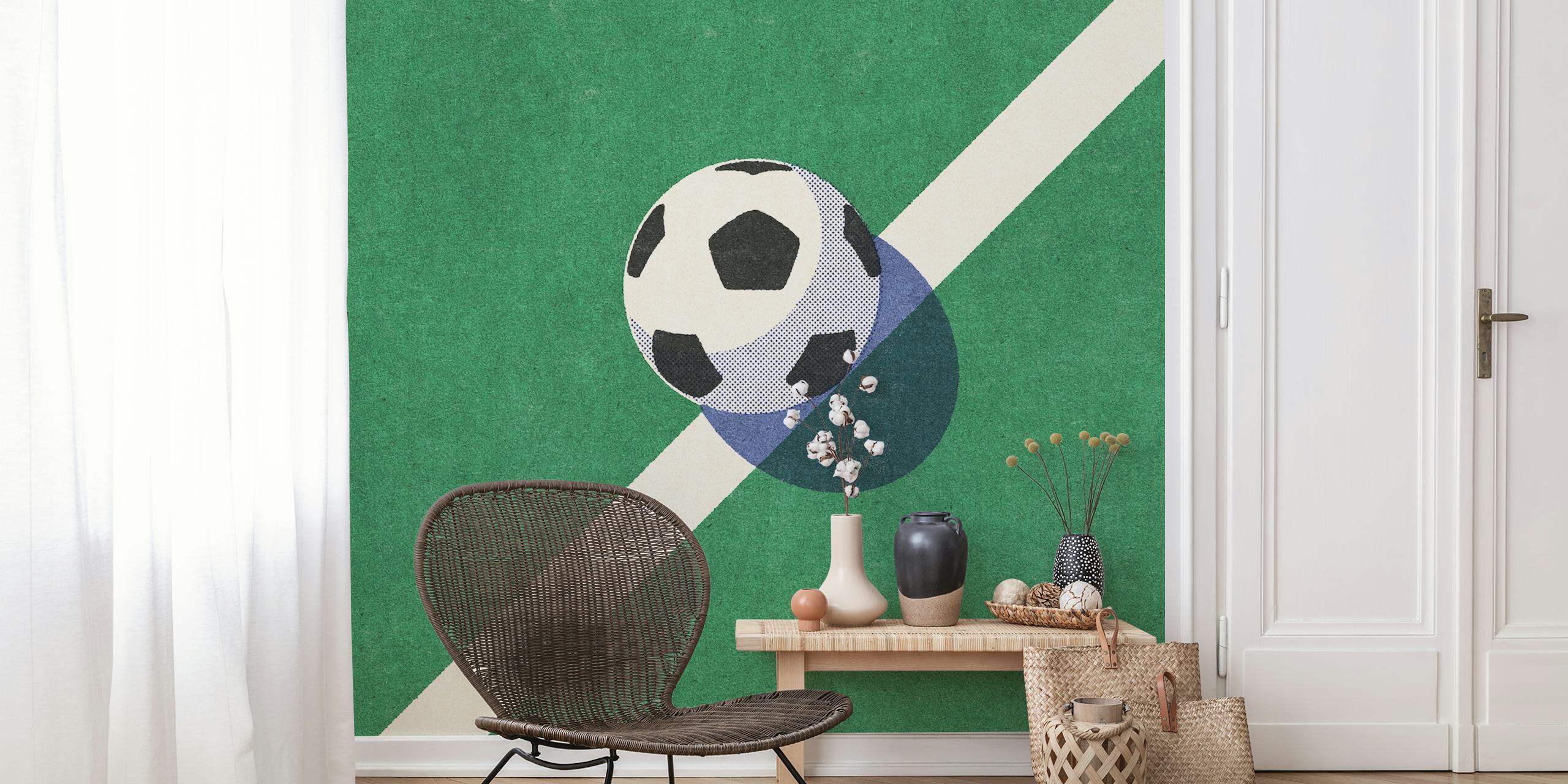 Football wallpaper design in a room