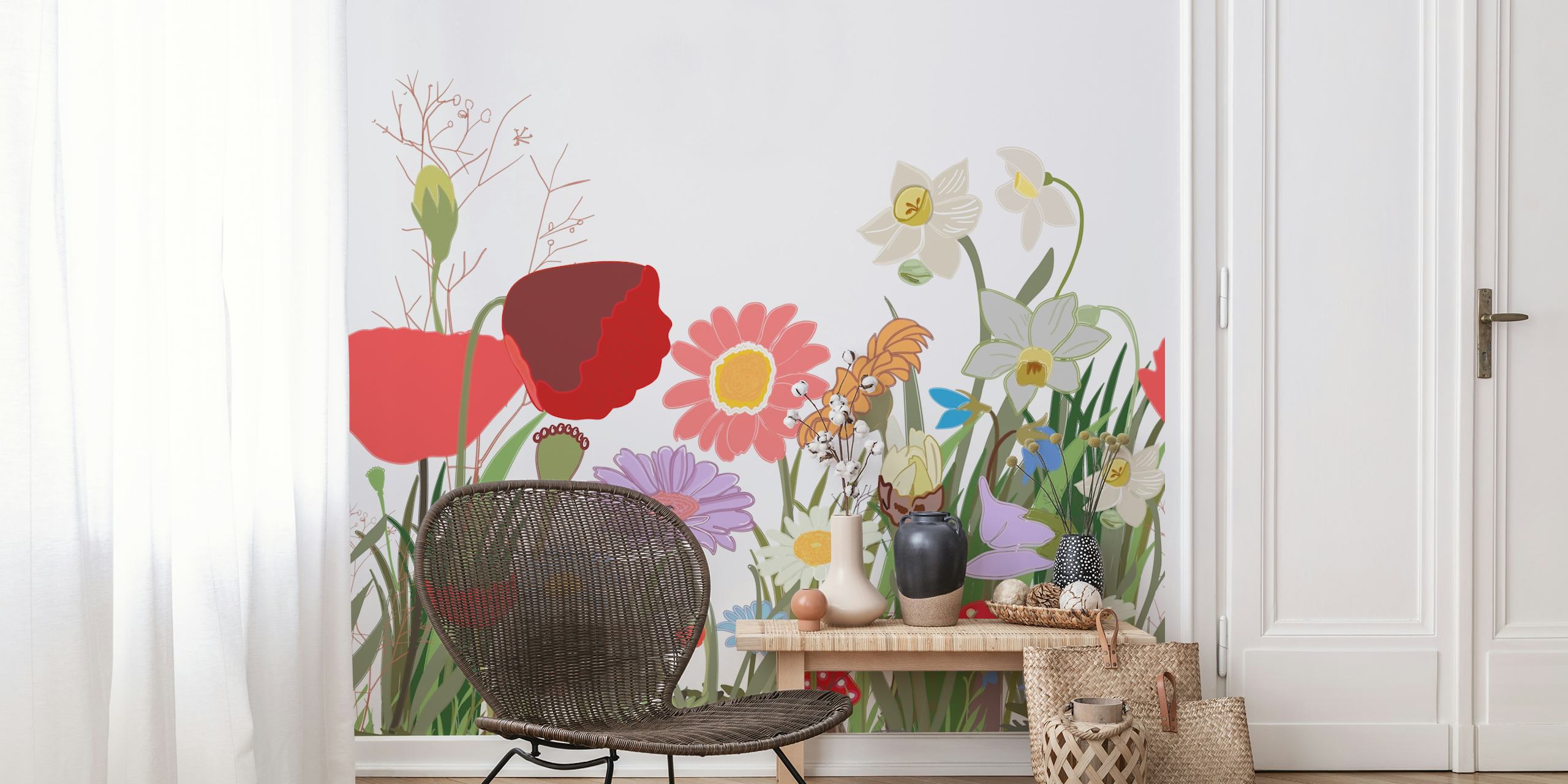 Vibrant garden border tapet i et rom