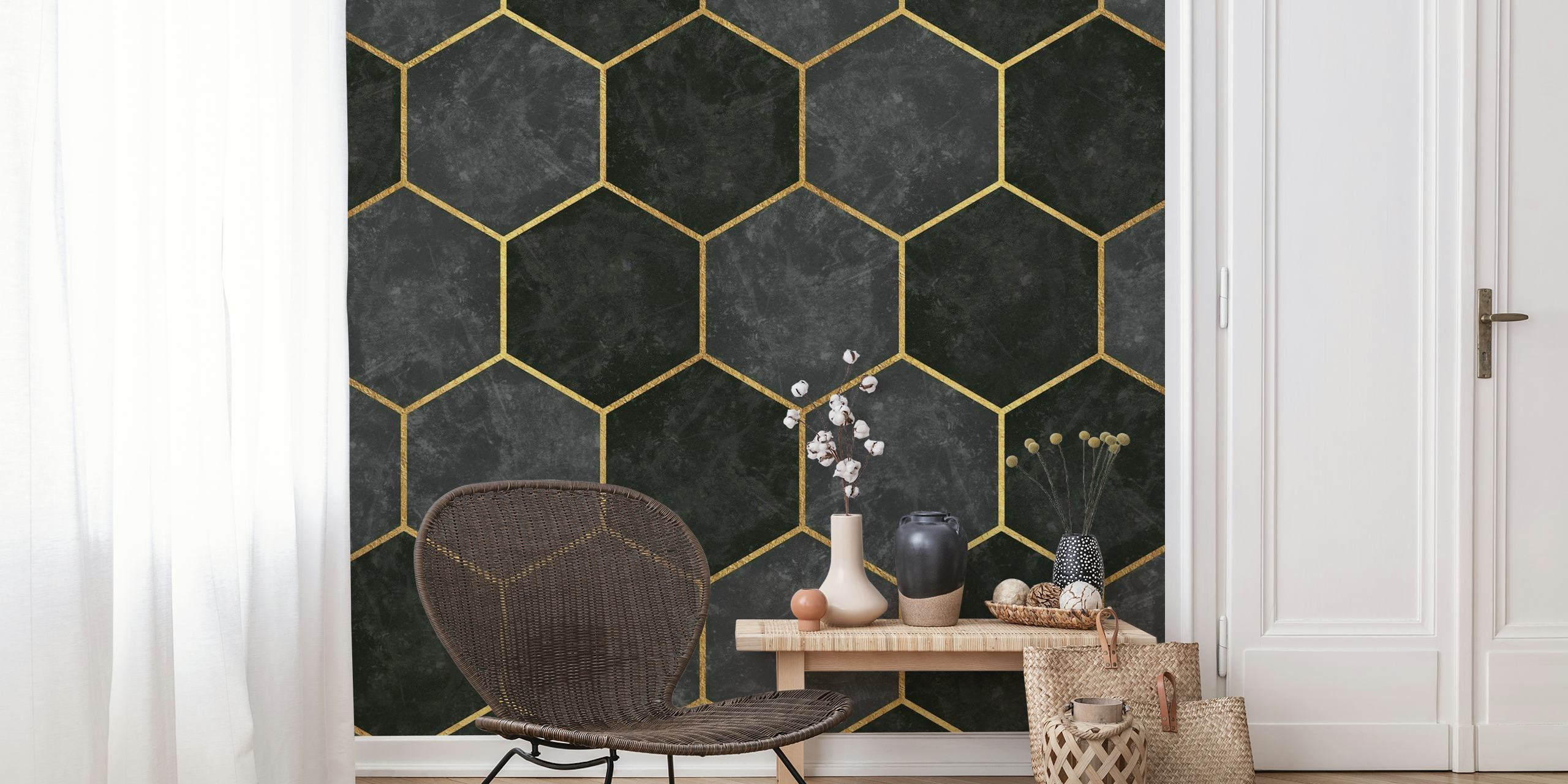 Urban Charcoal Hexagon Pattern Wallpaper - Buy Online | Happywall