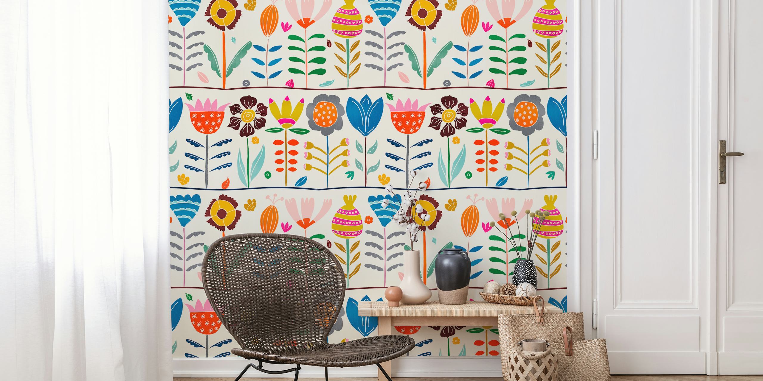 Ταπετσαρία Bountiful Scandinavian Garden σε ένα δωμάτιο